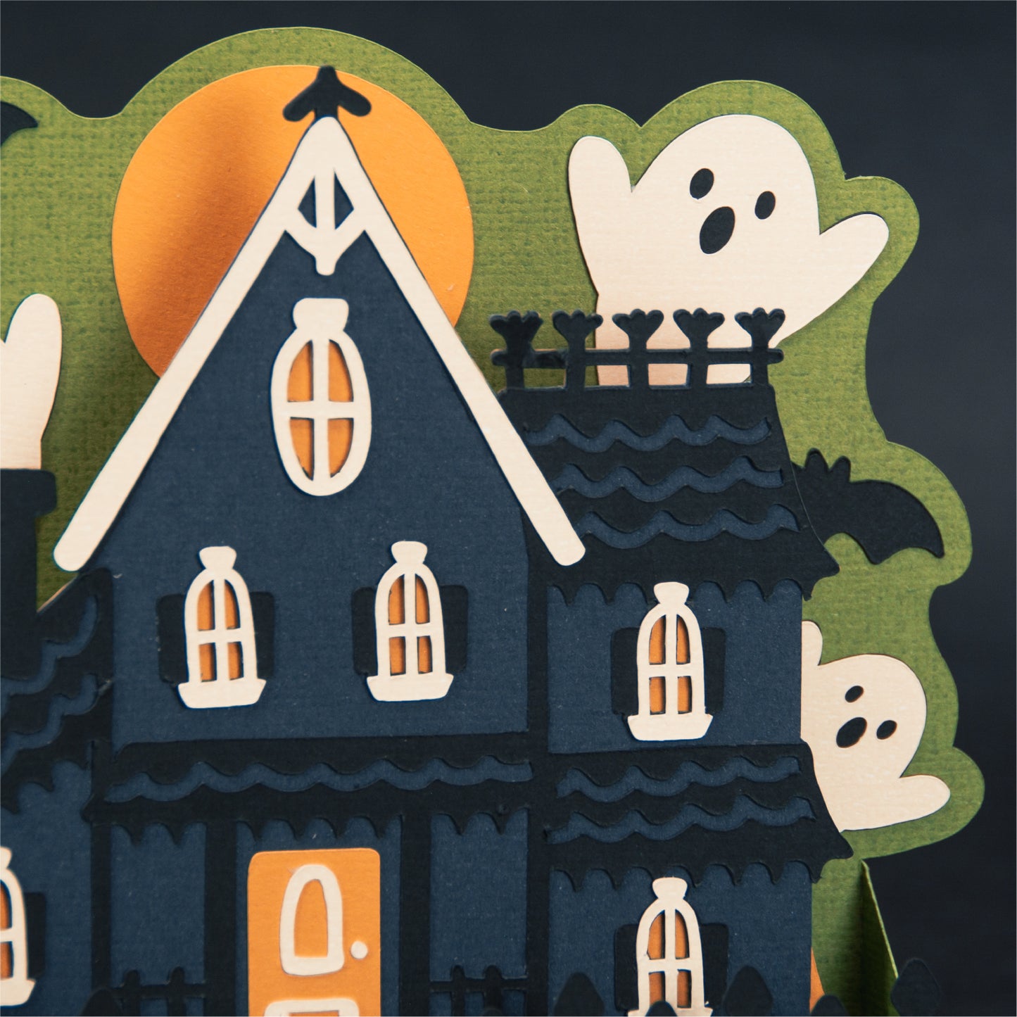 Haunted House with Ghosts Card - 3D Halloween SVG