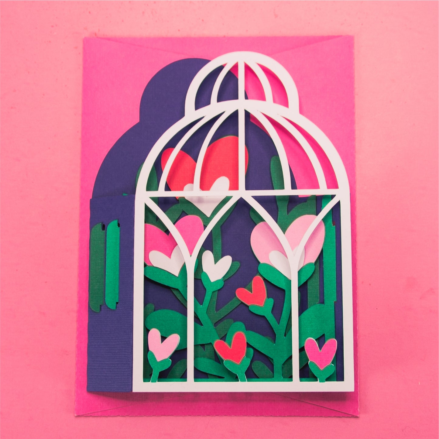 Heart Flowers in Birdcage Card - 3D Valentine's Day Card SVG