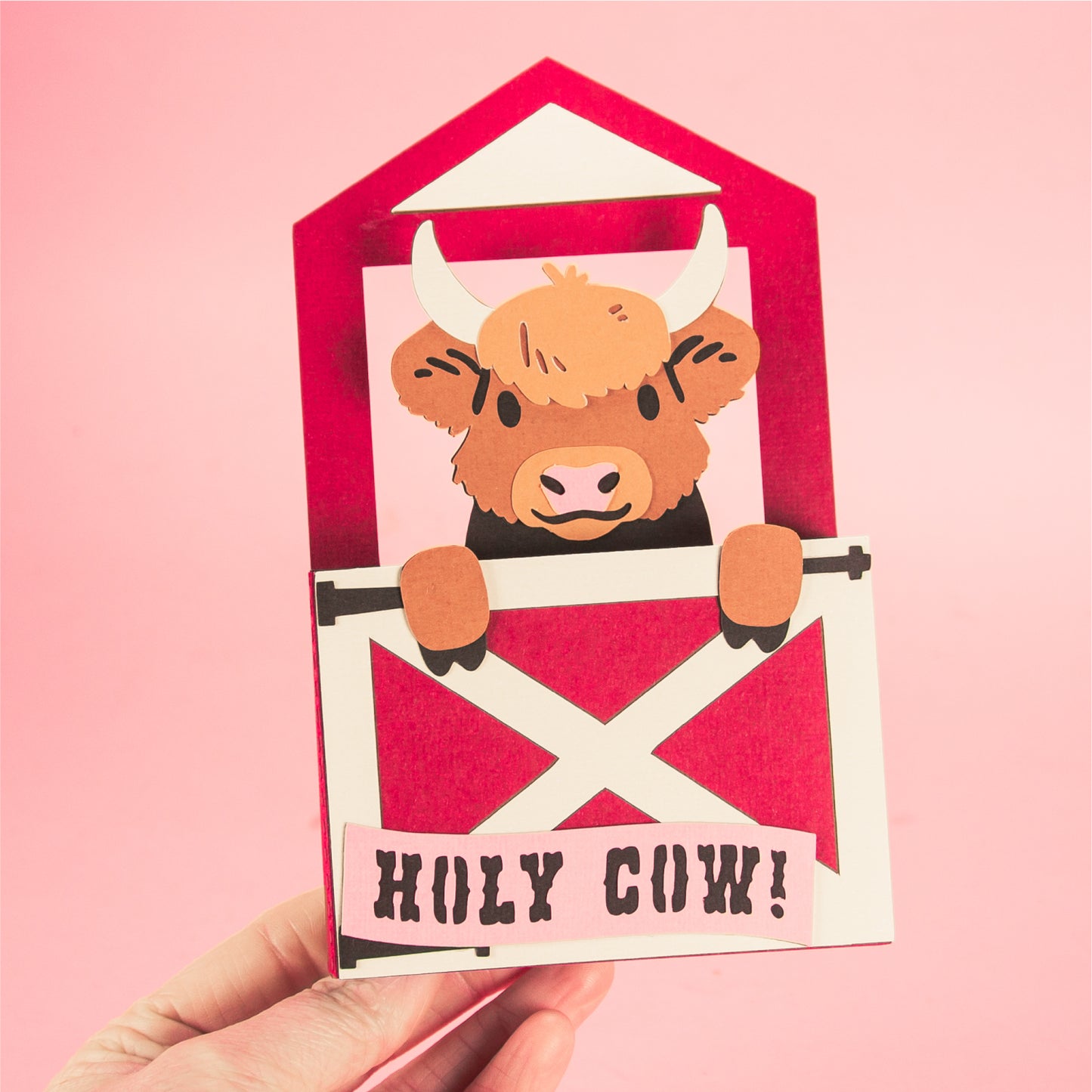 Highland Cow Stall Card - 3D Card SVG