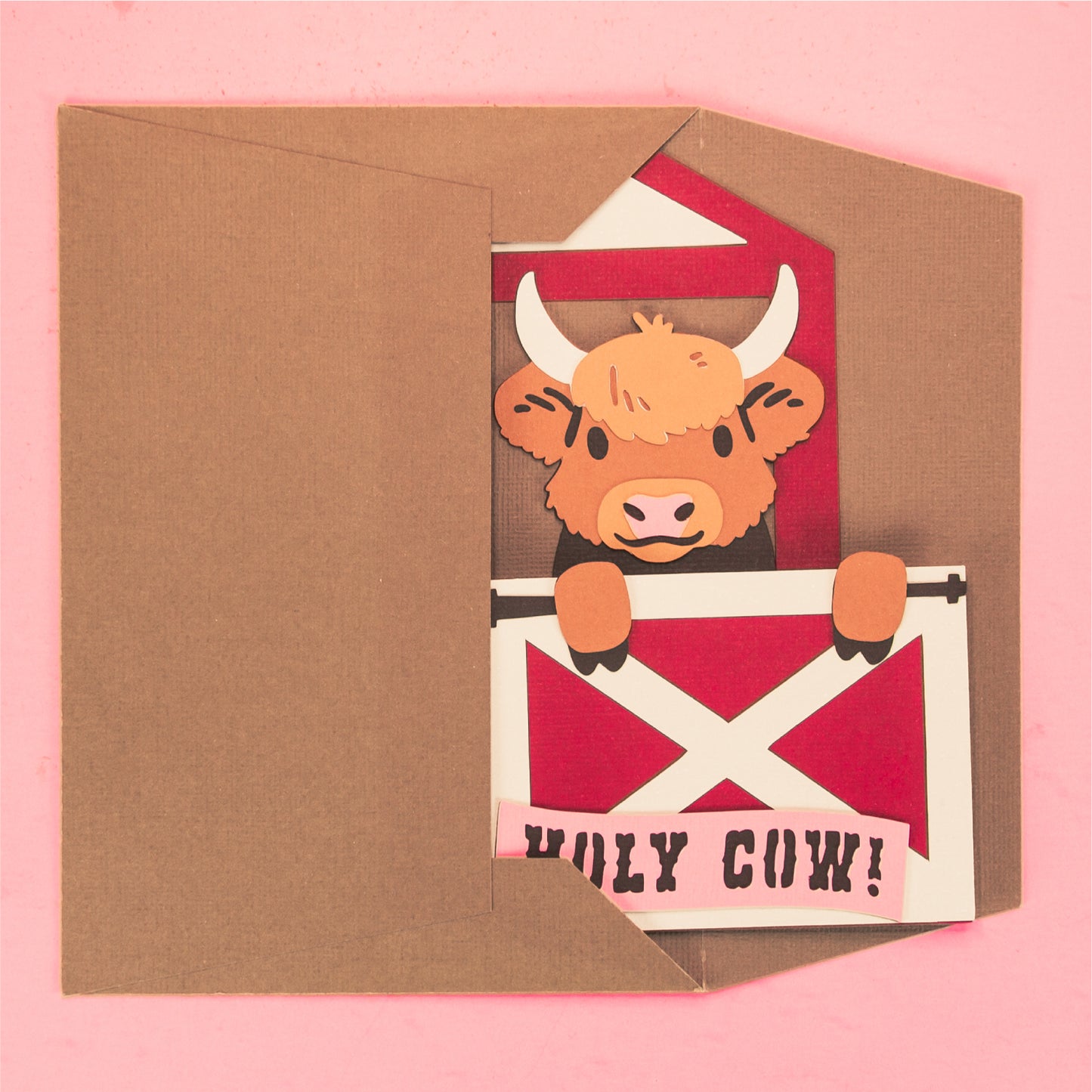 Highland Cow Stall Card - 3D Card SVG