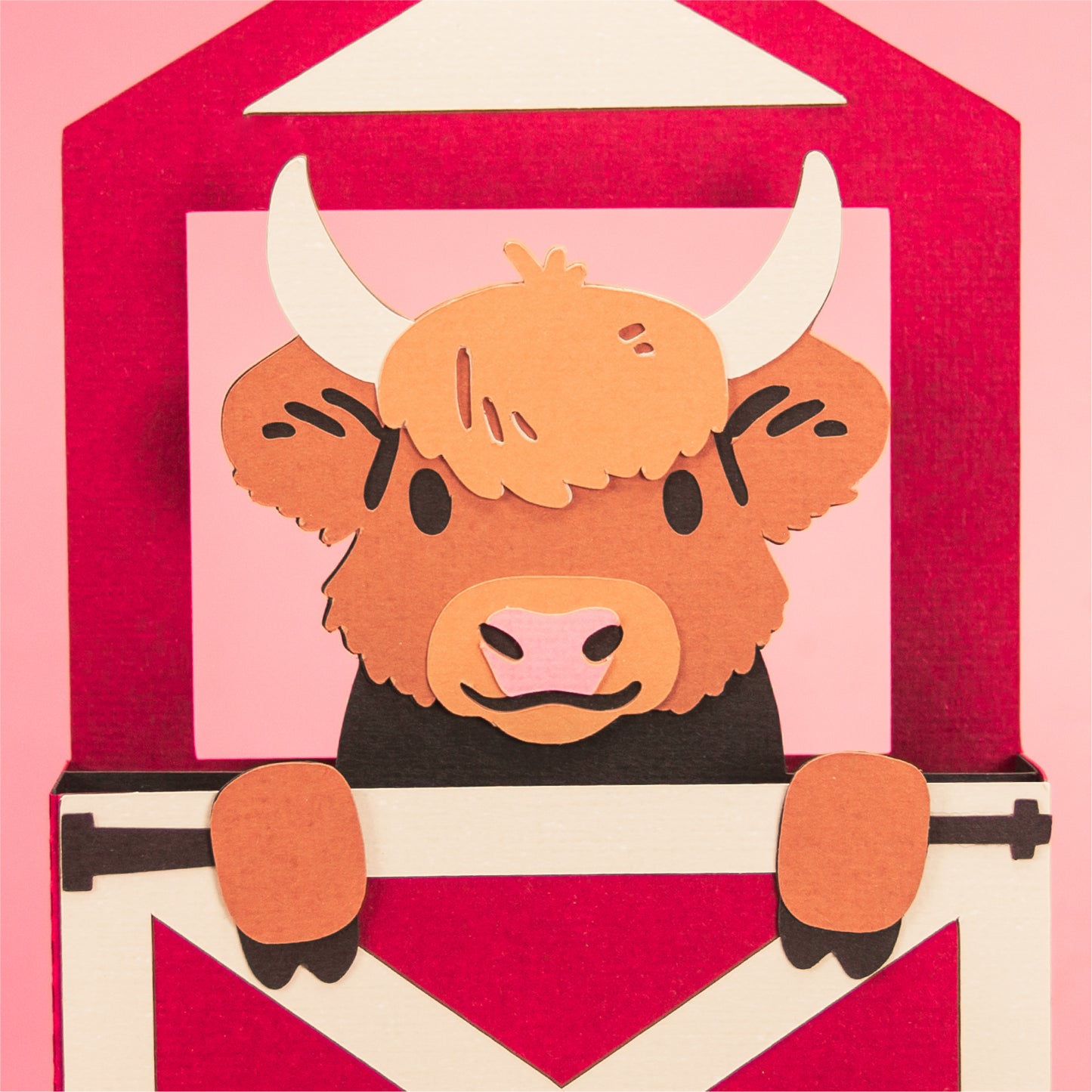 Highland Cow Stall Card - 3D Card SVG