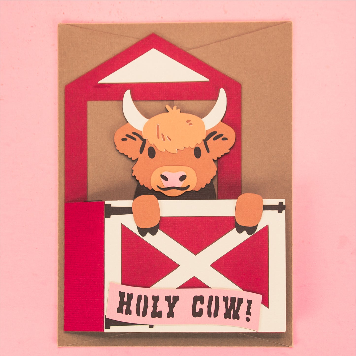 Highland Cow Stall Card - 3D Card SVG