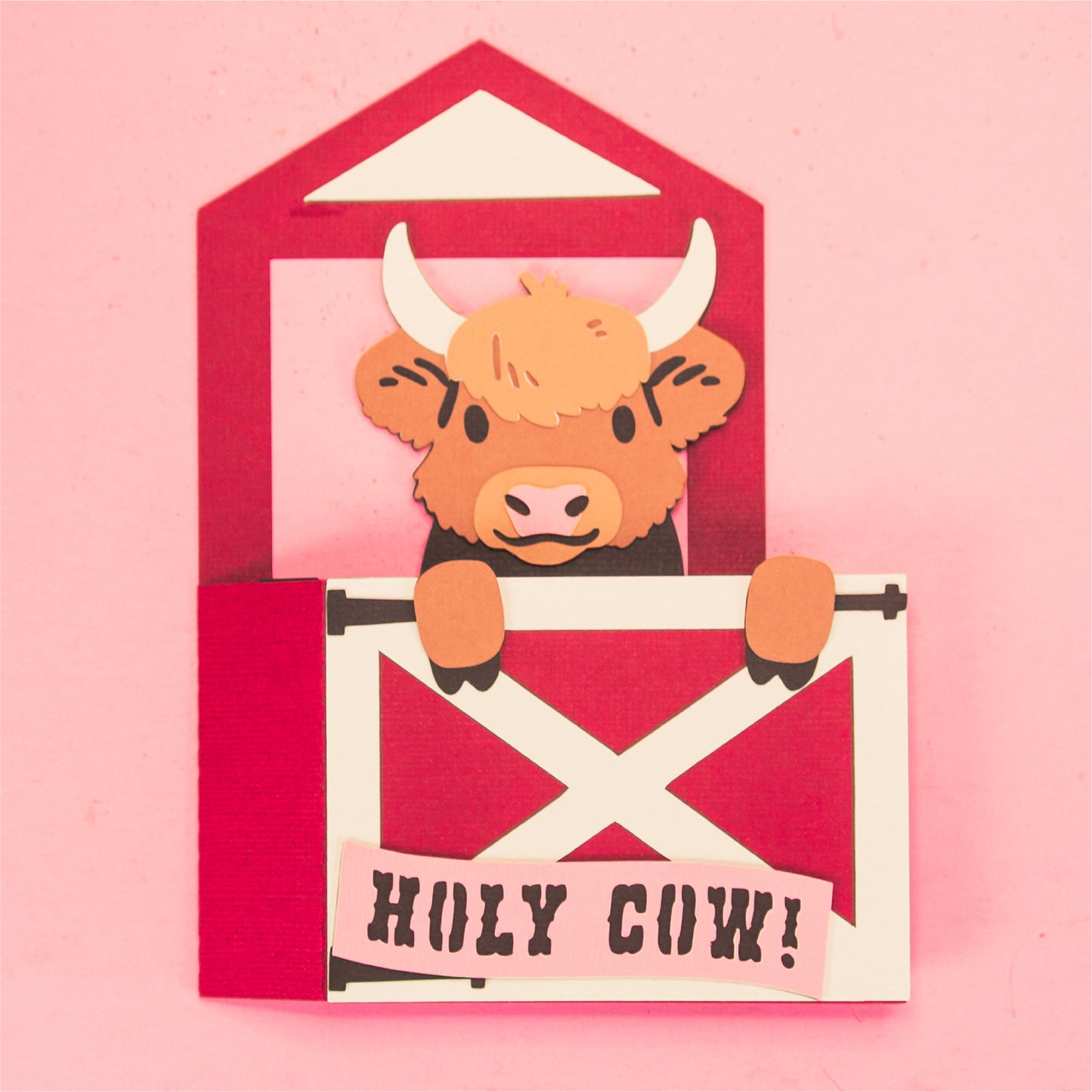 Highland Cow Stall Card - 3D Card SVG