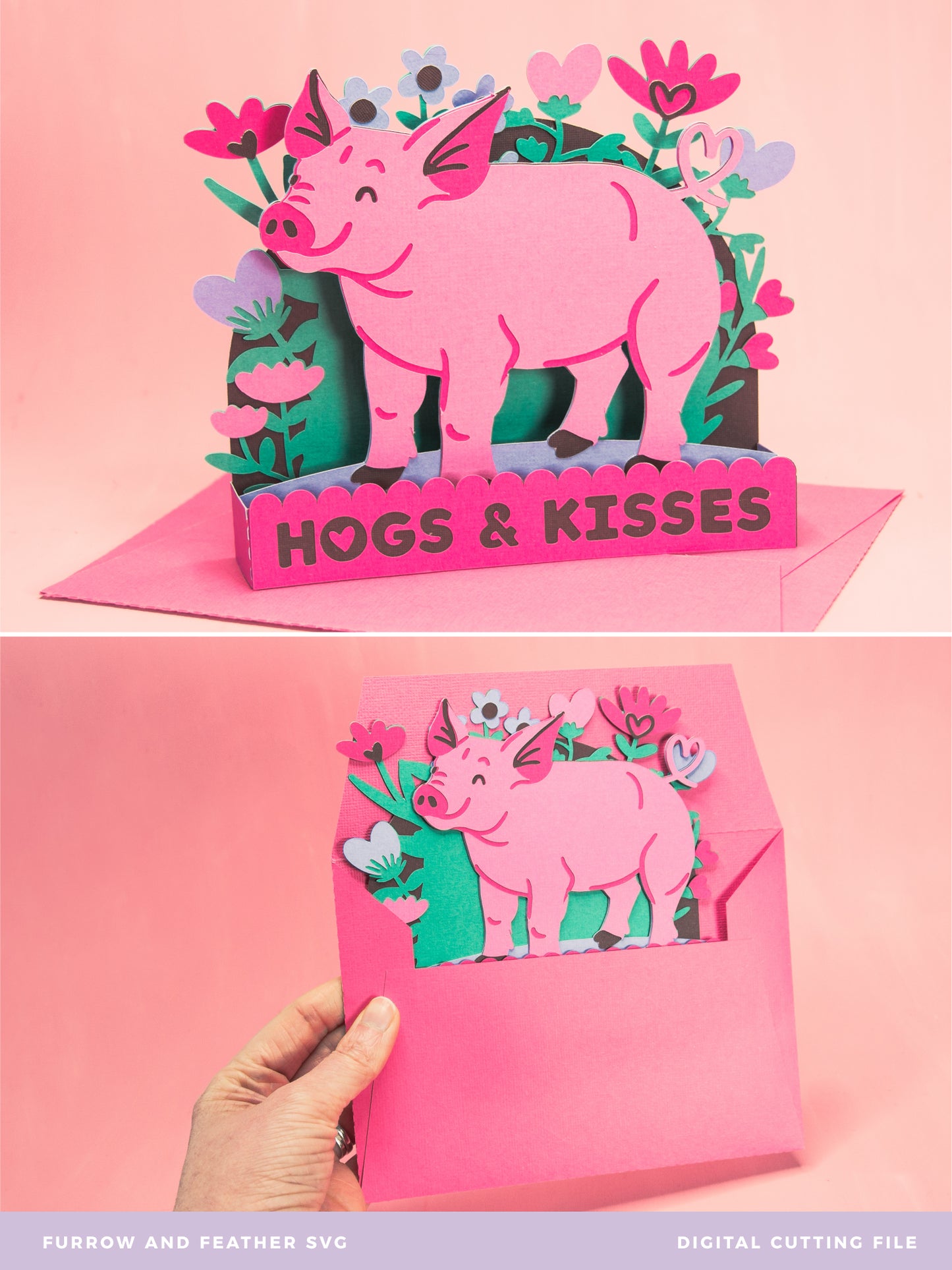 Hogs and Kisses Card SVG - Valentine's Day SVG