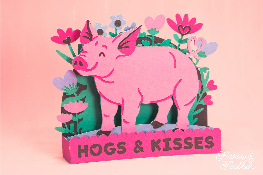 Hogs and Kisses Card SVG - Valentine's Day SVG