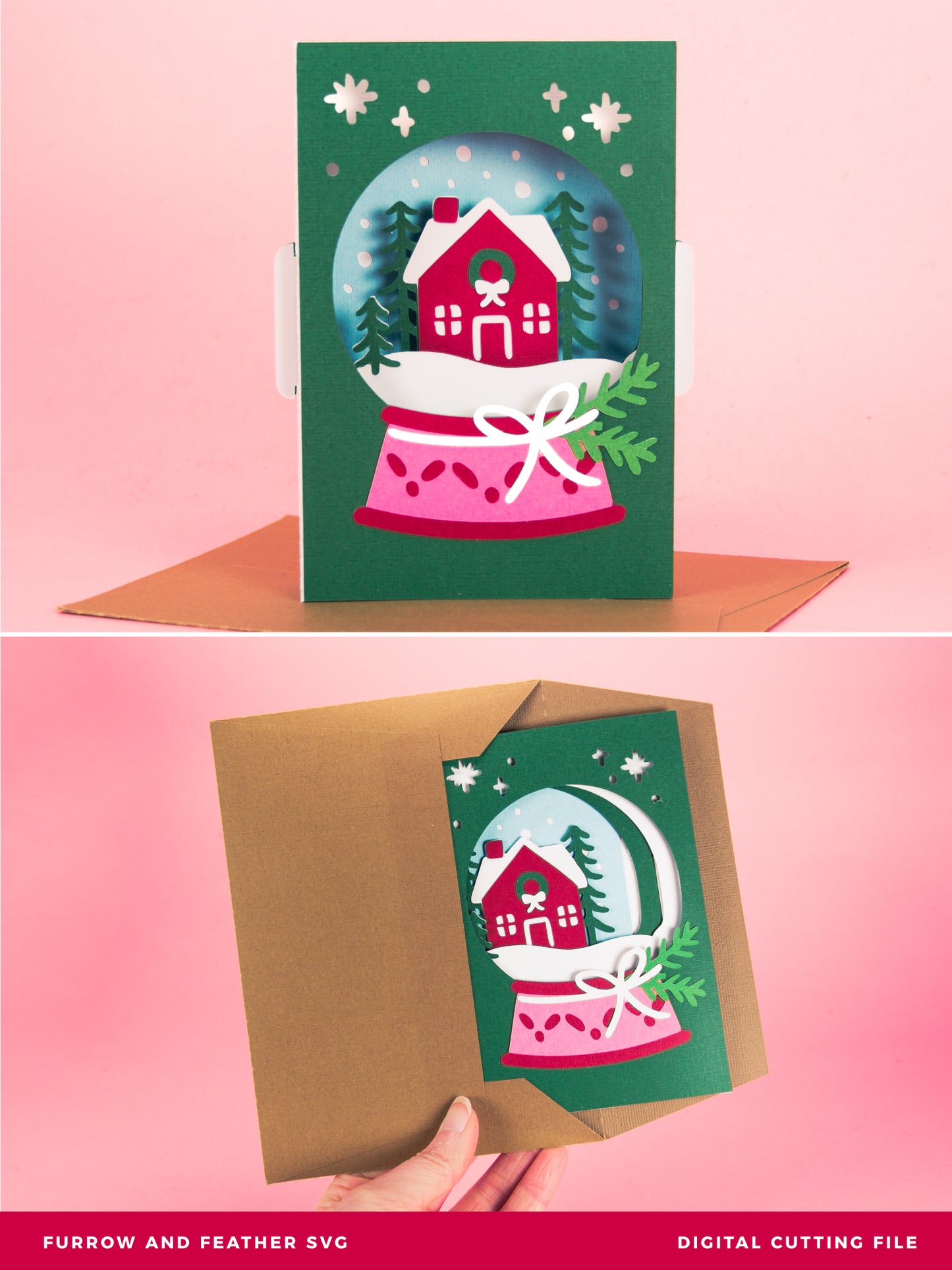 Holiday Snowglobe Card - 3D Christmas Card SVG