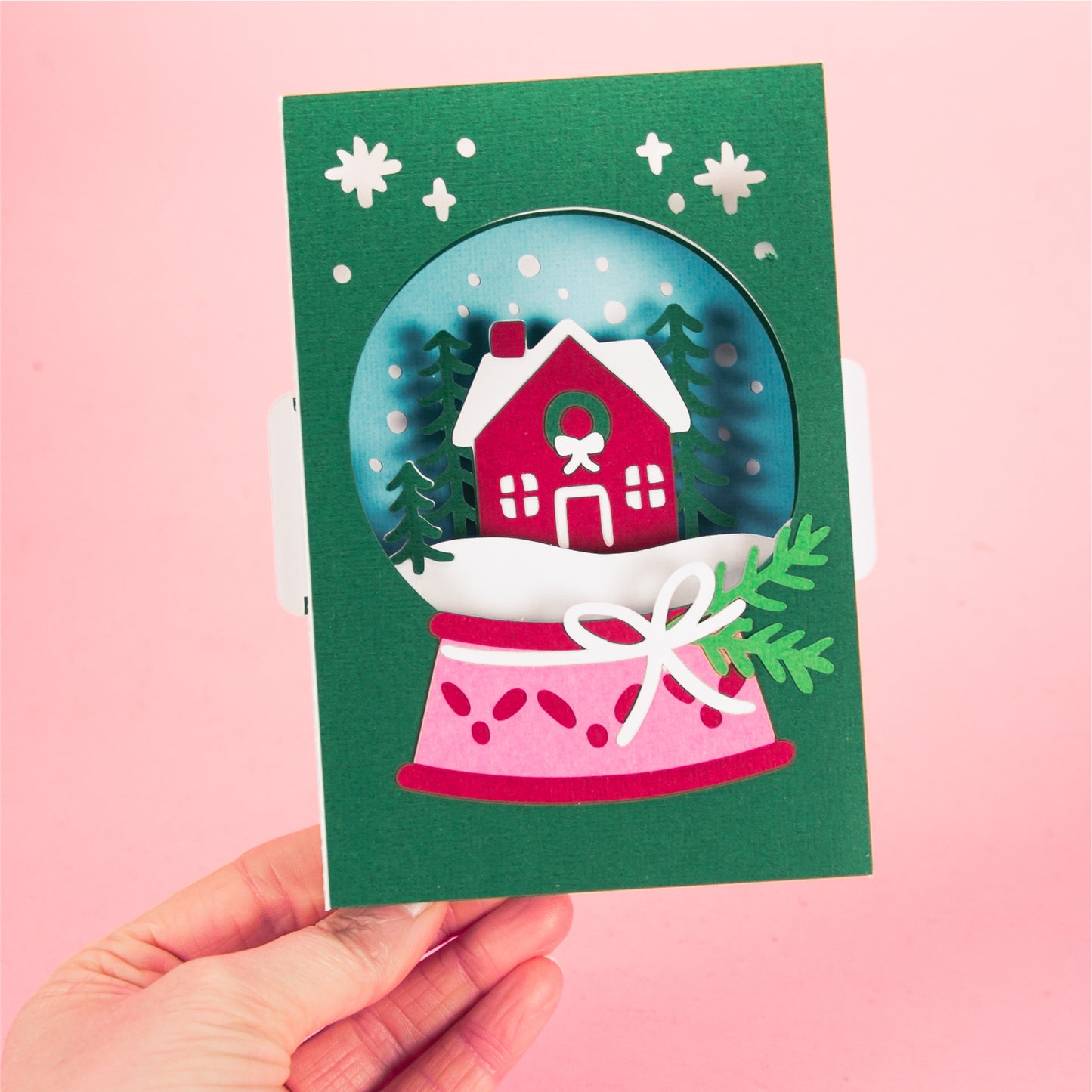 Holiday Snowglobe Card - 3D Christmas Card SVG