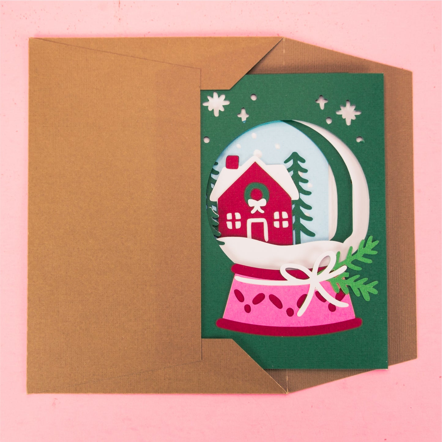 Holiday Snowglobe Card - 3D Christmas Card SVG