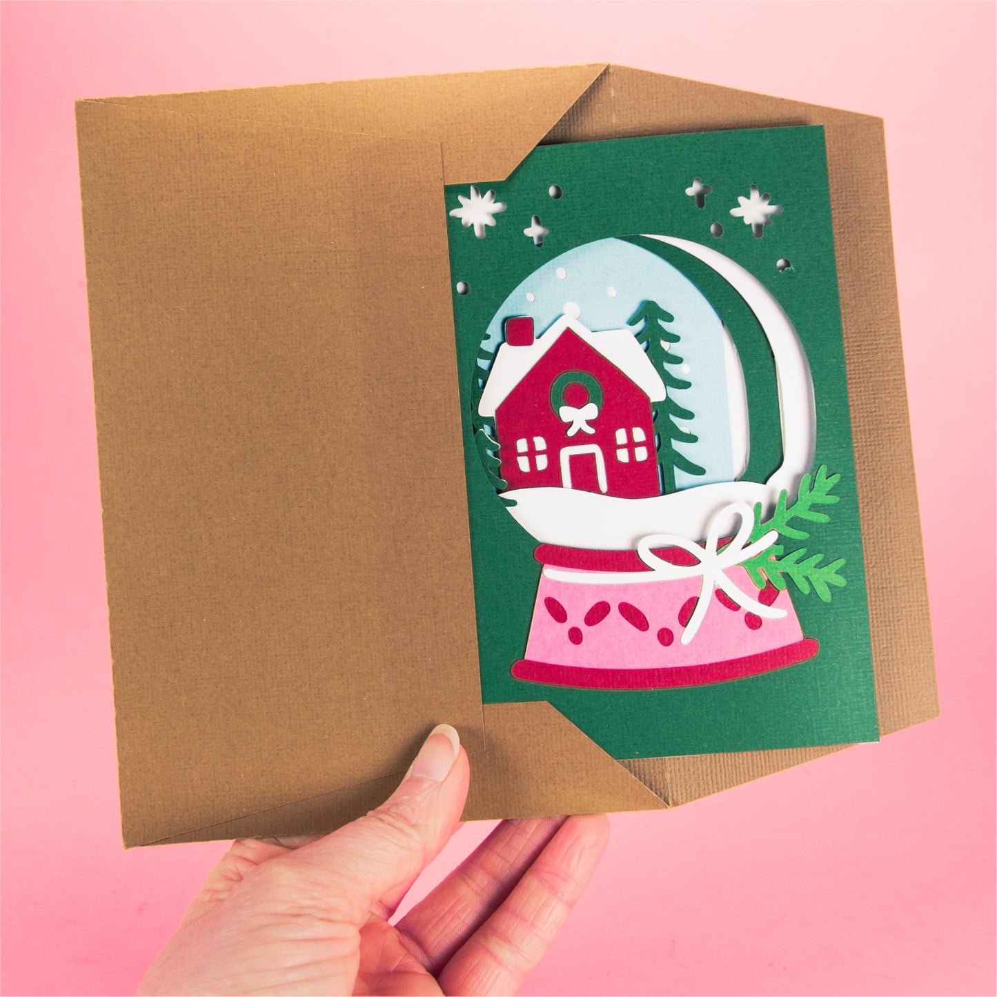 Holiday Snowglobe Card - 3D Christmas Card SVG