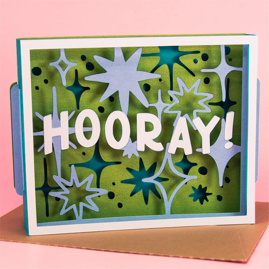 Hooray! Stars Card - 3D Any Occasion Card SVG