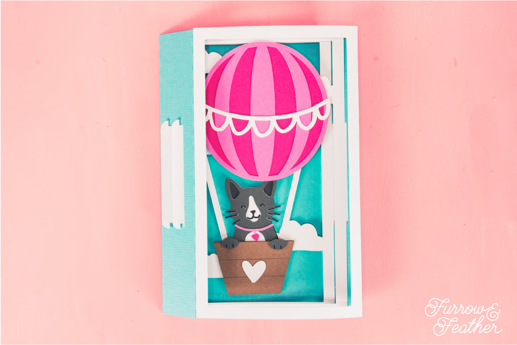 Cat Hot Air Balloon SVG - Birthday Card SVG