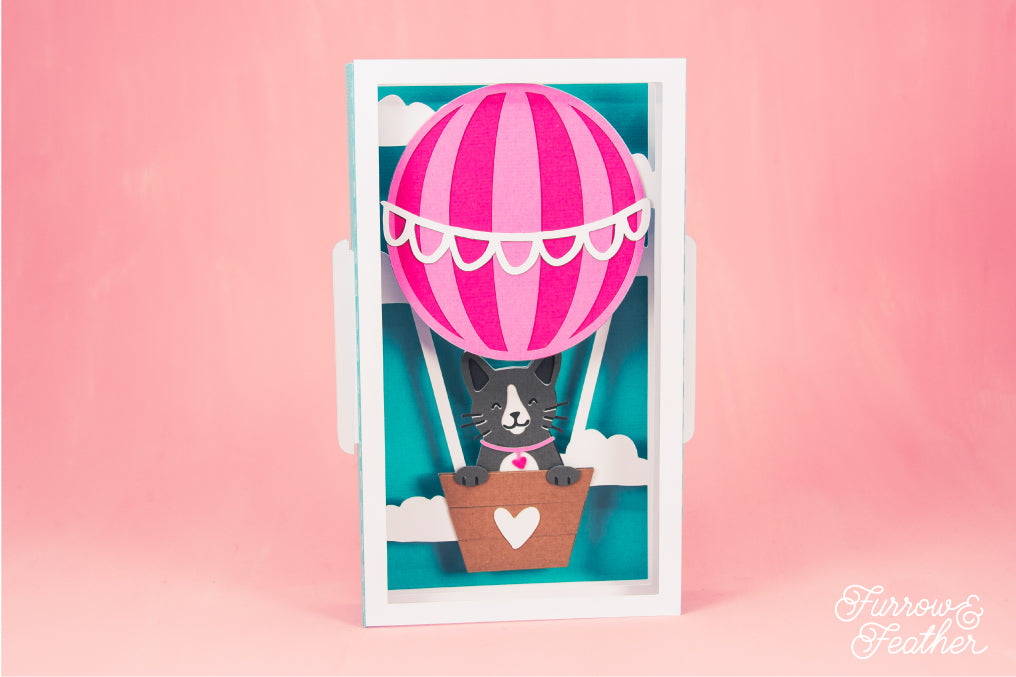 Cat Hot Air Balloon SVG - Birthday Card SVG