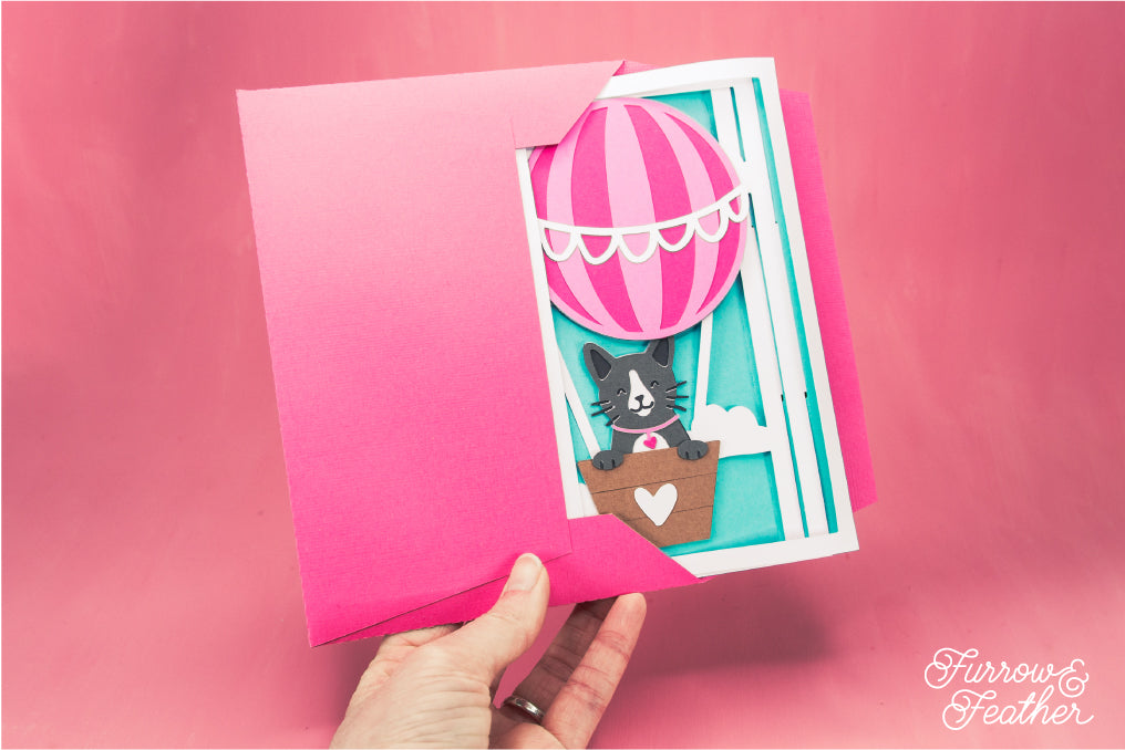 Cat Hot Air Balloon SVG - Birthday Card SVG