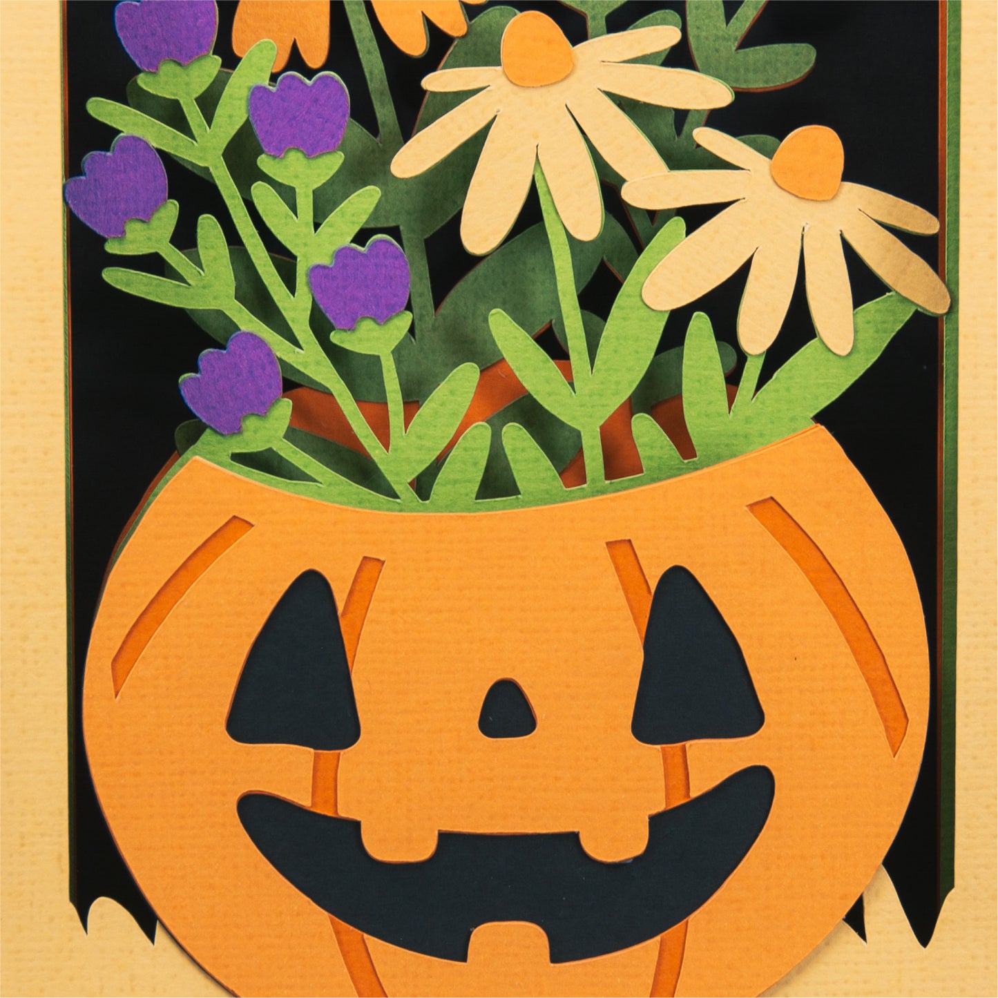 Jack-O-Lantern with Flowers Card - 3D Halloween SVG