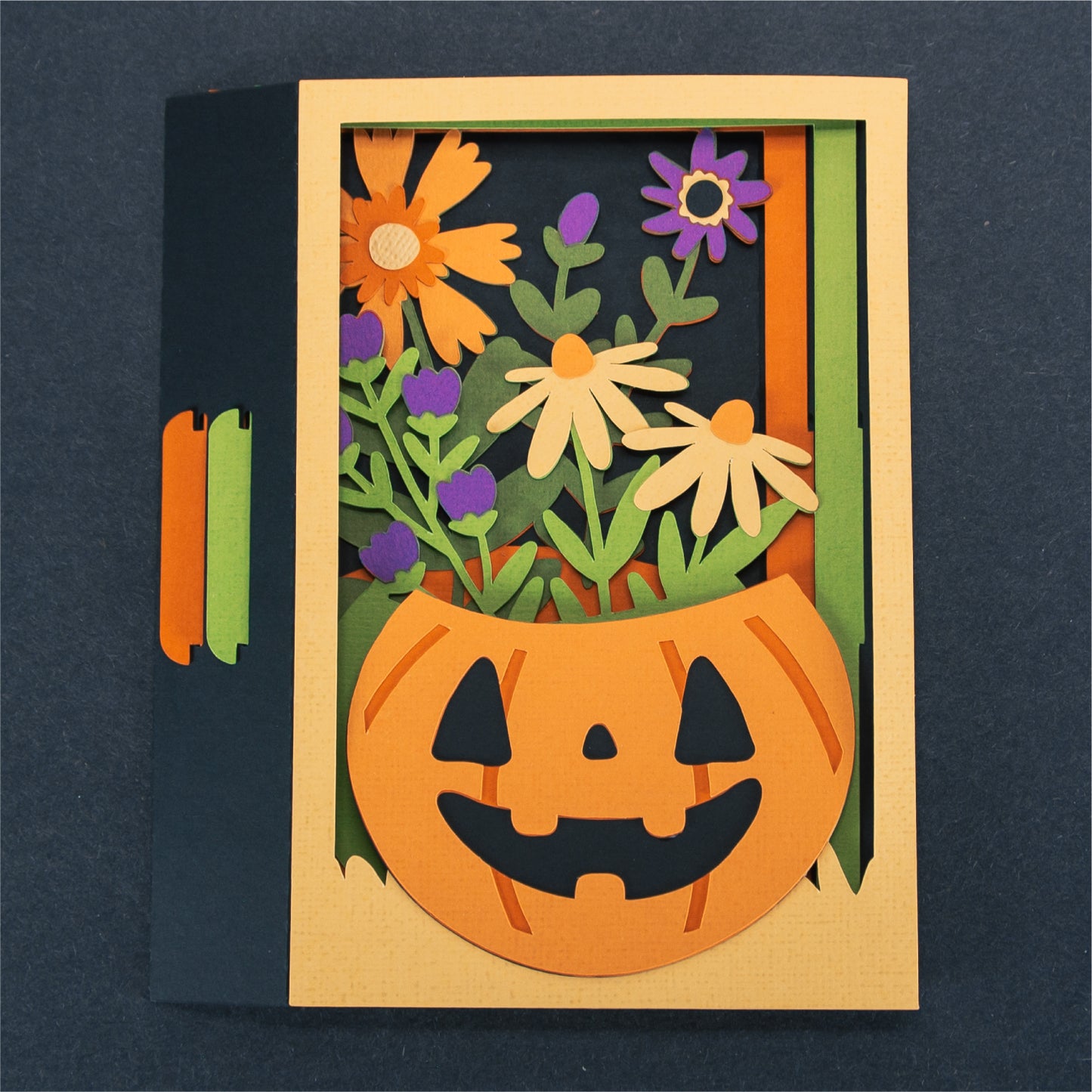 Jack-O-Lantern with Flowers Card - 3D Halloween SVG