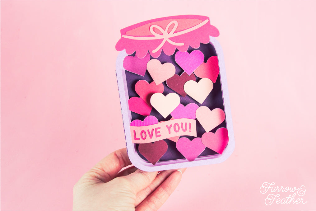 Jar with Hearts Card SVG - Valentine's Day Card SVG