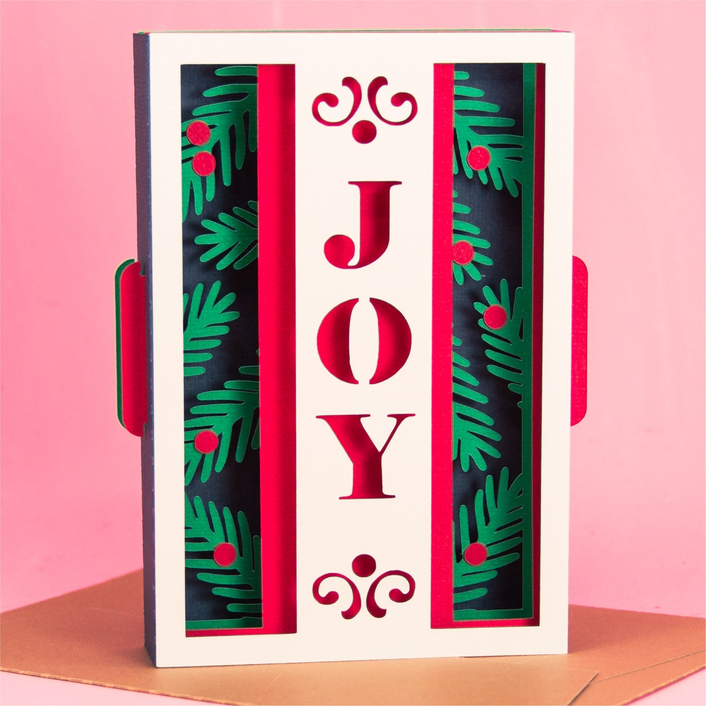 Joy Christmas Card - 3D Christmas Card SVG