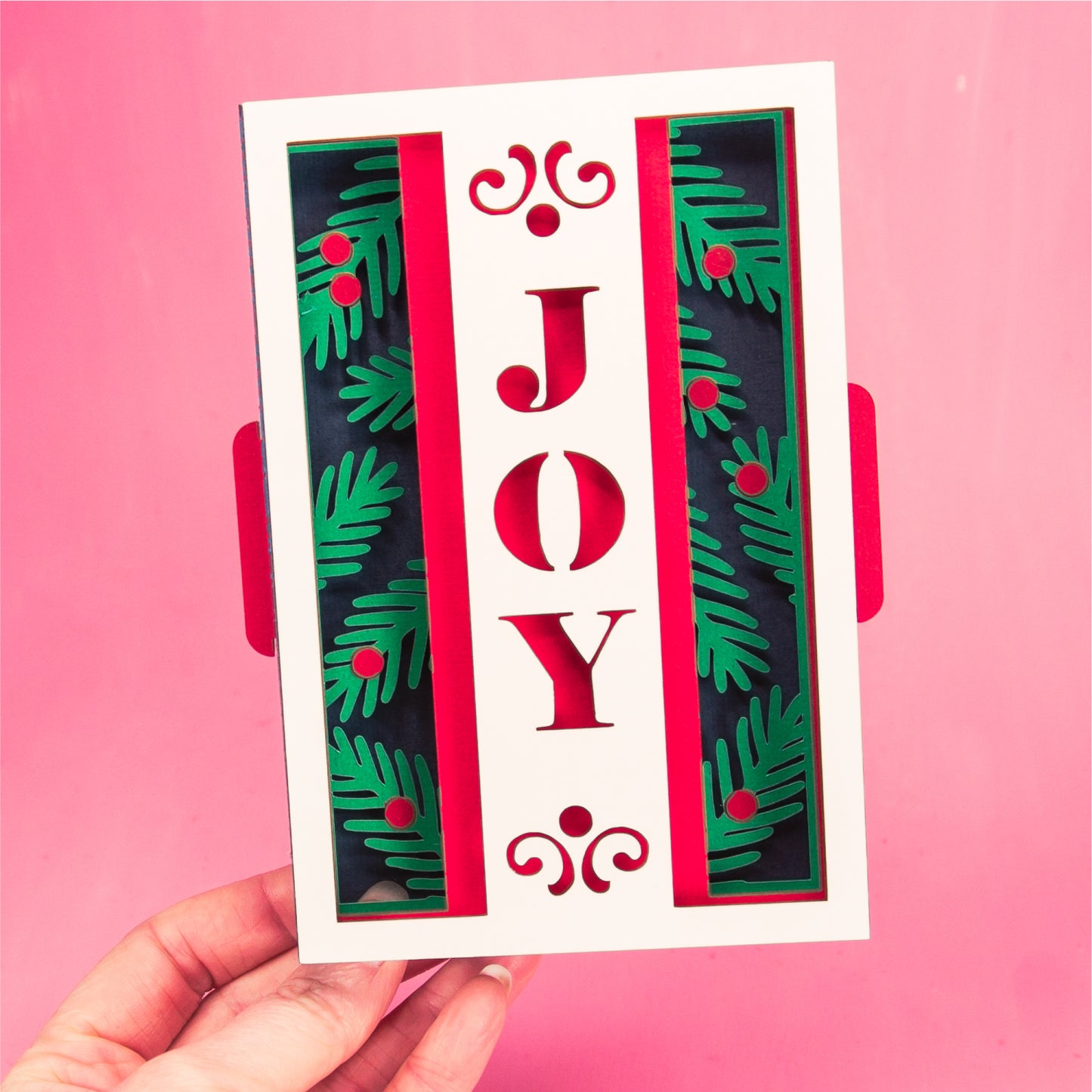 Joy Christmas Card - 3D Christmas Card SVG
