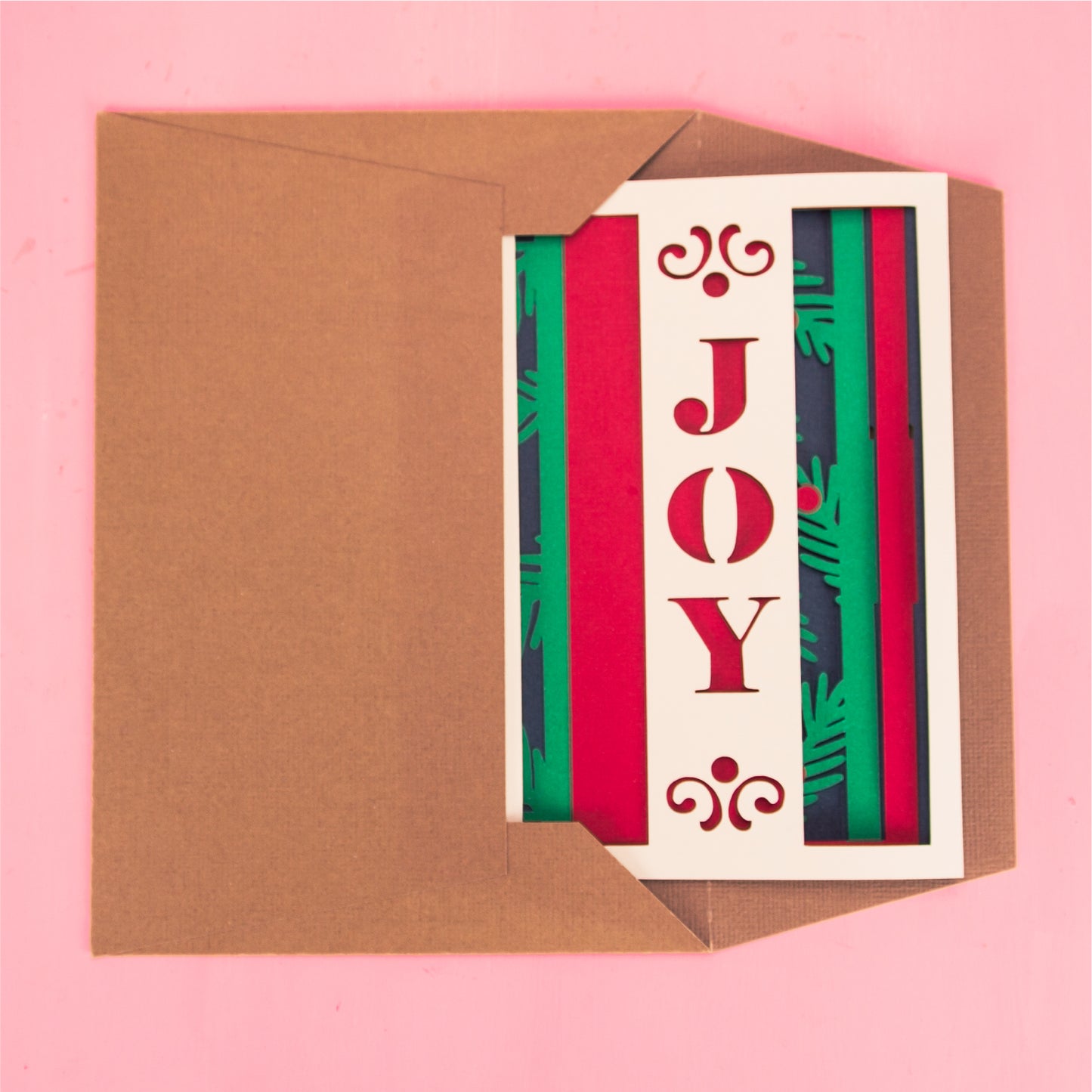 Joy Christmas Card - 3D Christmas Card SVG