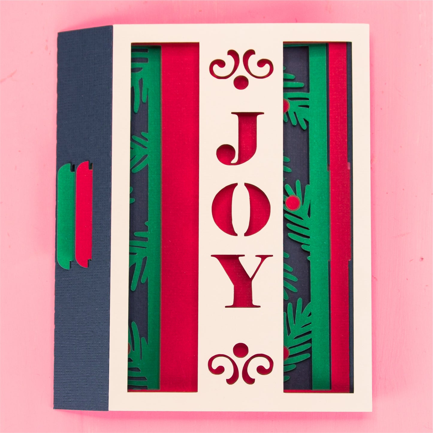 Joy Christmas Card - 3D Christmas Card SVG