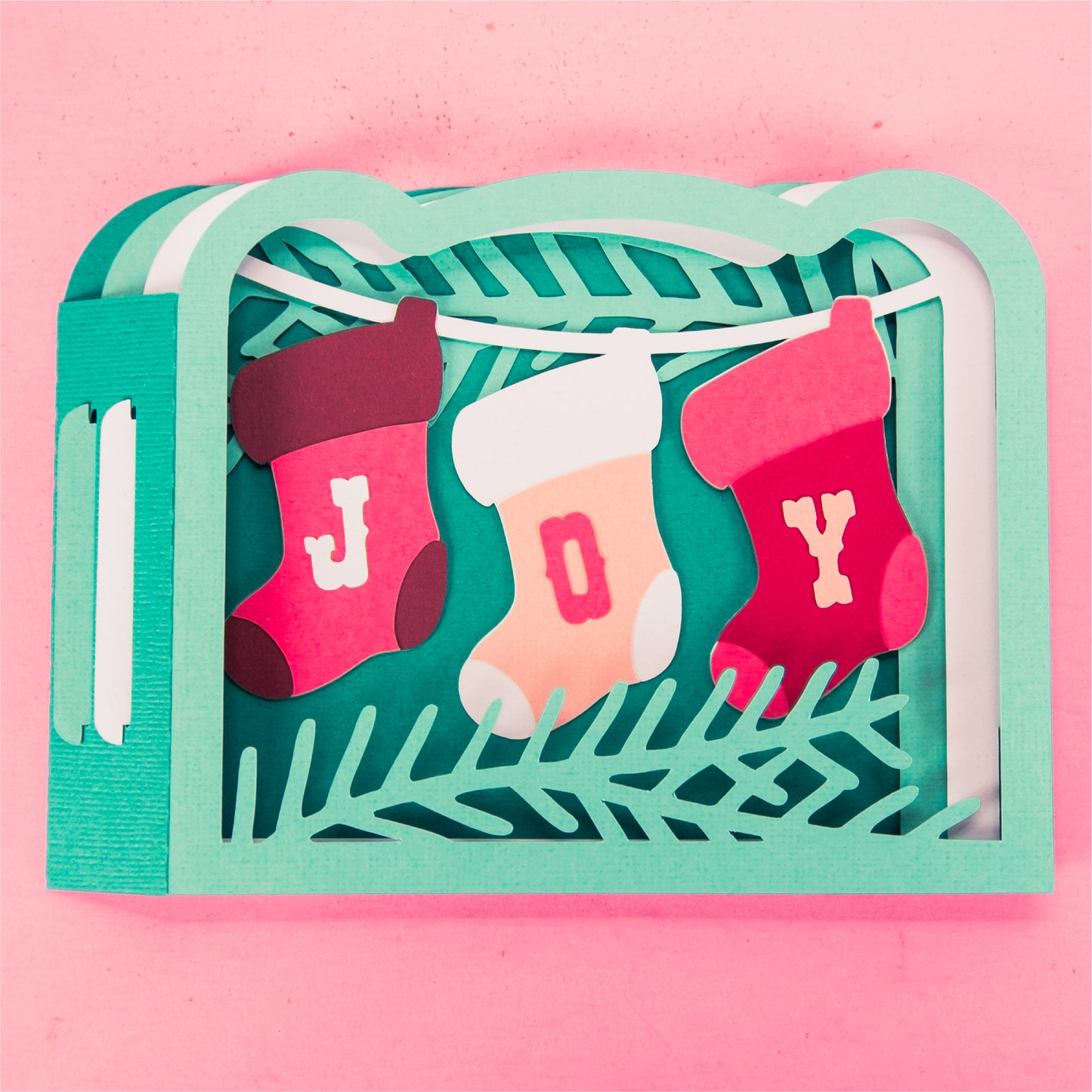 Joy Stockings Card - 3D Christmas Card SVG