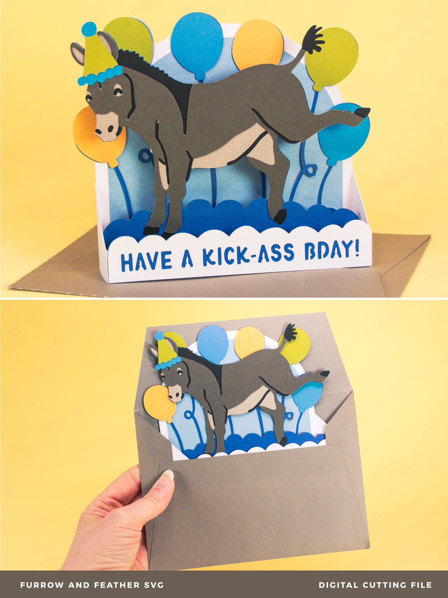 Have a Kick Ass Bday! - 3D Birthday Card SVG