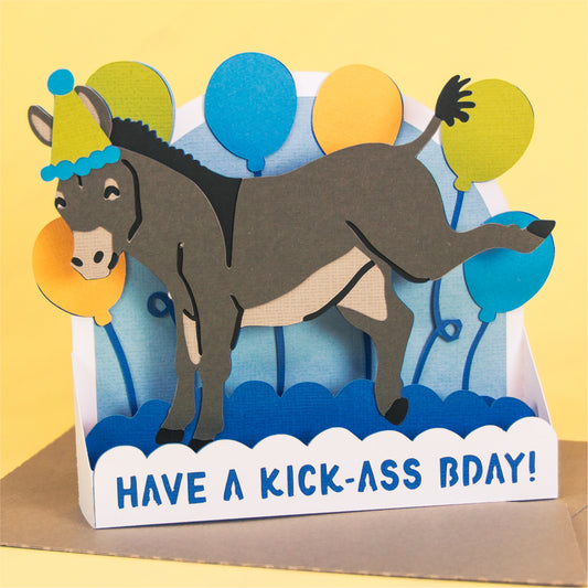 Have a Kick Ass Bday! - 3D Birthday Card SVG