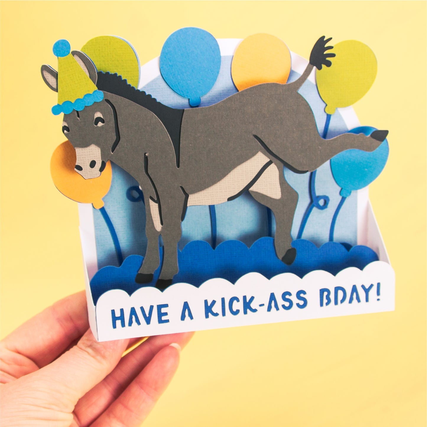 Have a Kick Ass Bday! - 3D Birthday Card SVG