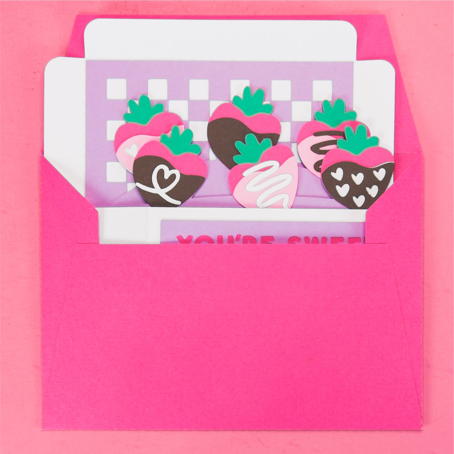 Layered Chocolate Covered Strawberries Card - 3D Valentine's Day Card SVG