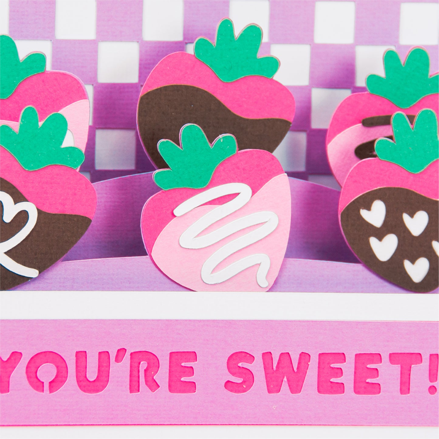 Layered Chocolate Covered Strawberries Card - 3D Valentine's Day Card SVG