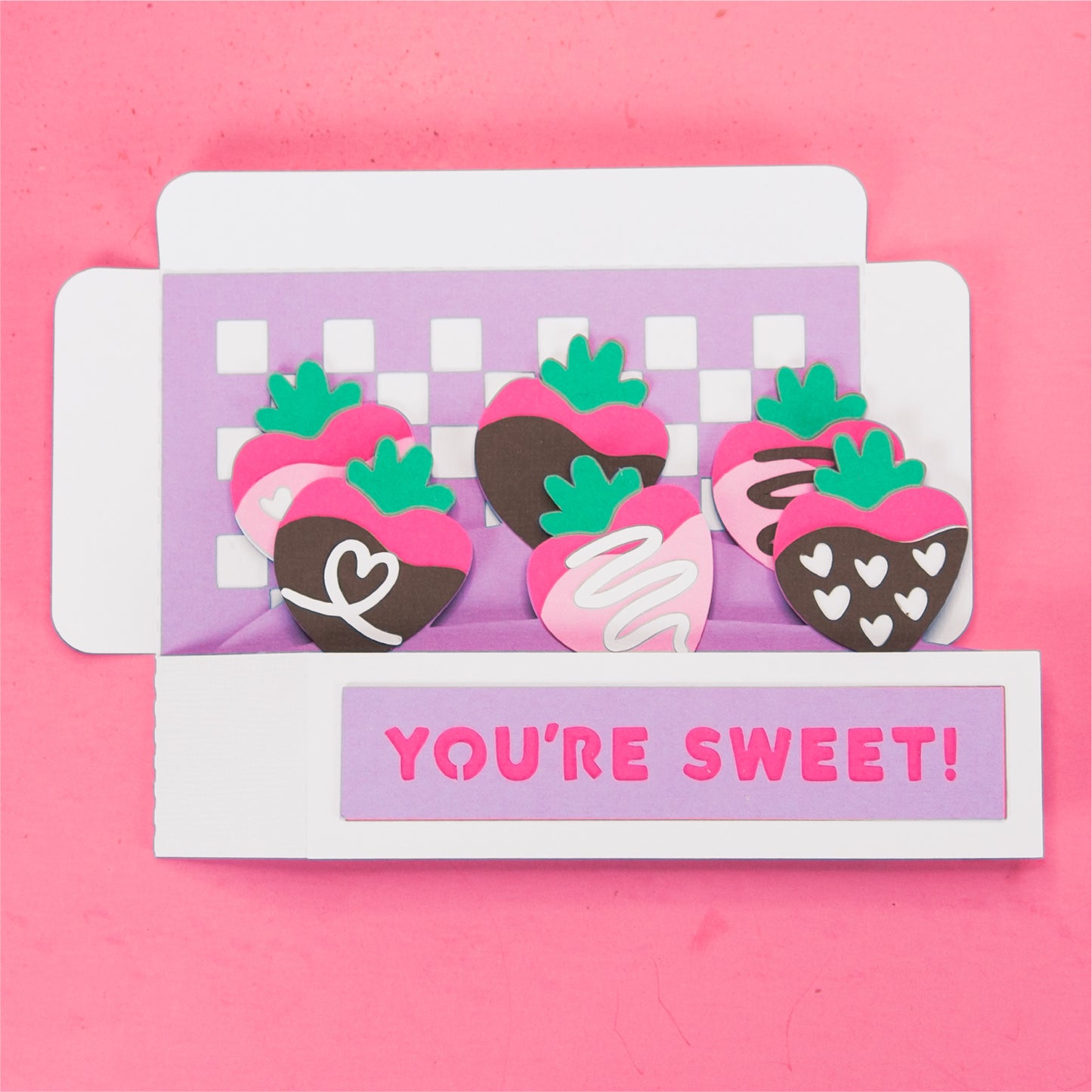 Layered Chocolate Covered Strawberries Card - 3D Valentine's Day Card SVG