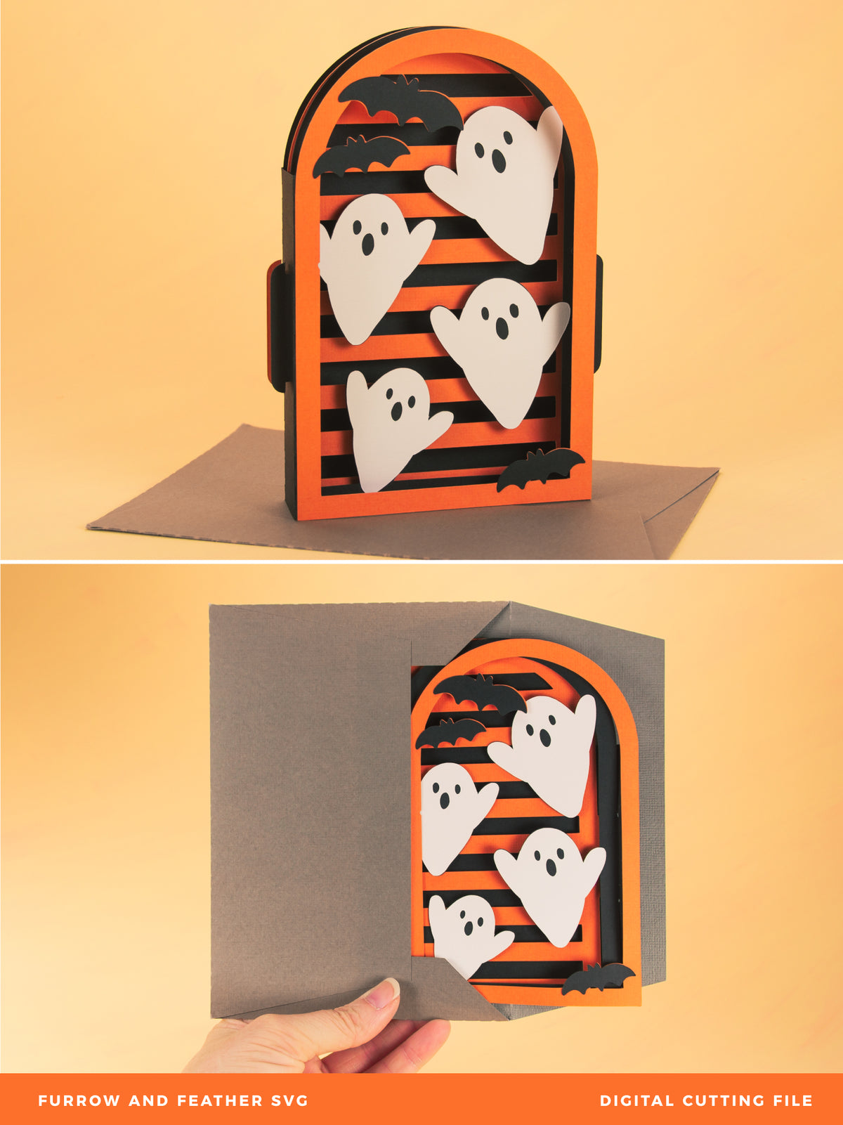 Layered Ghost Card SVG - 3D Halloween SVG