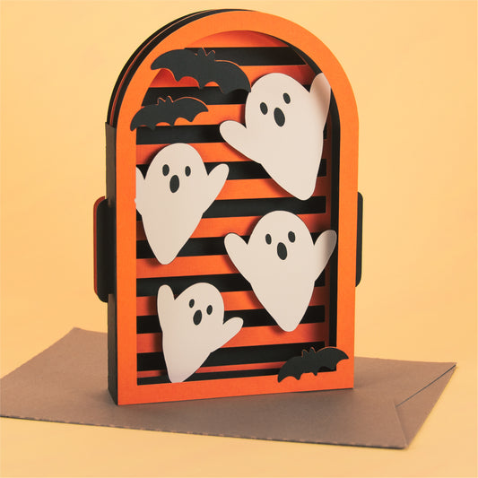 Layered Ghost Card SVG - 3D Halloween SVG