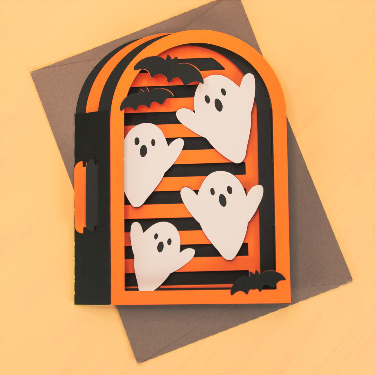Layered Ghost Card SVG - 3D Halloween SVG