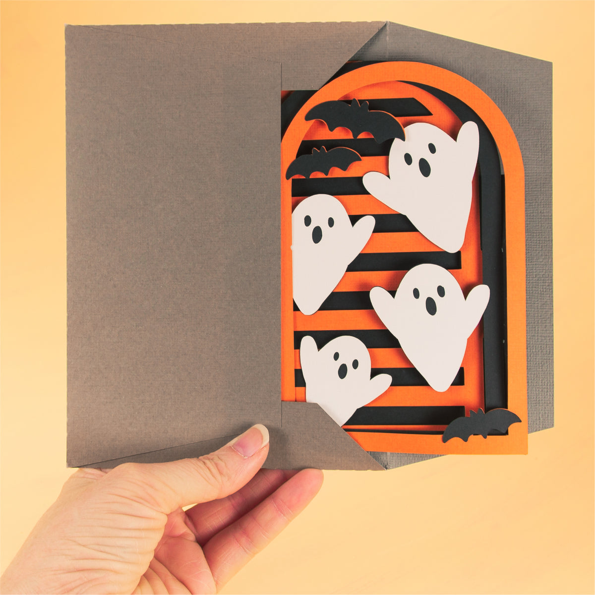Layered Ghost Card SVG - 3D Halloween SVG