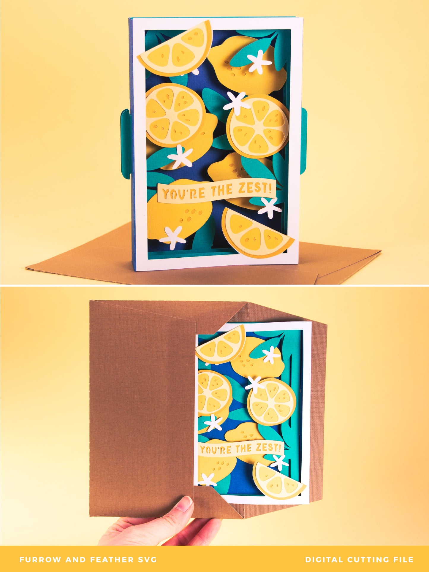 Layered Lemon Card - 3D Summer Card SVG