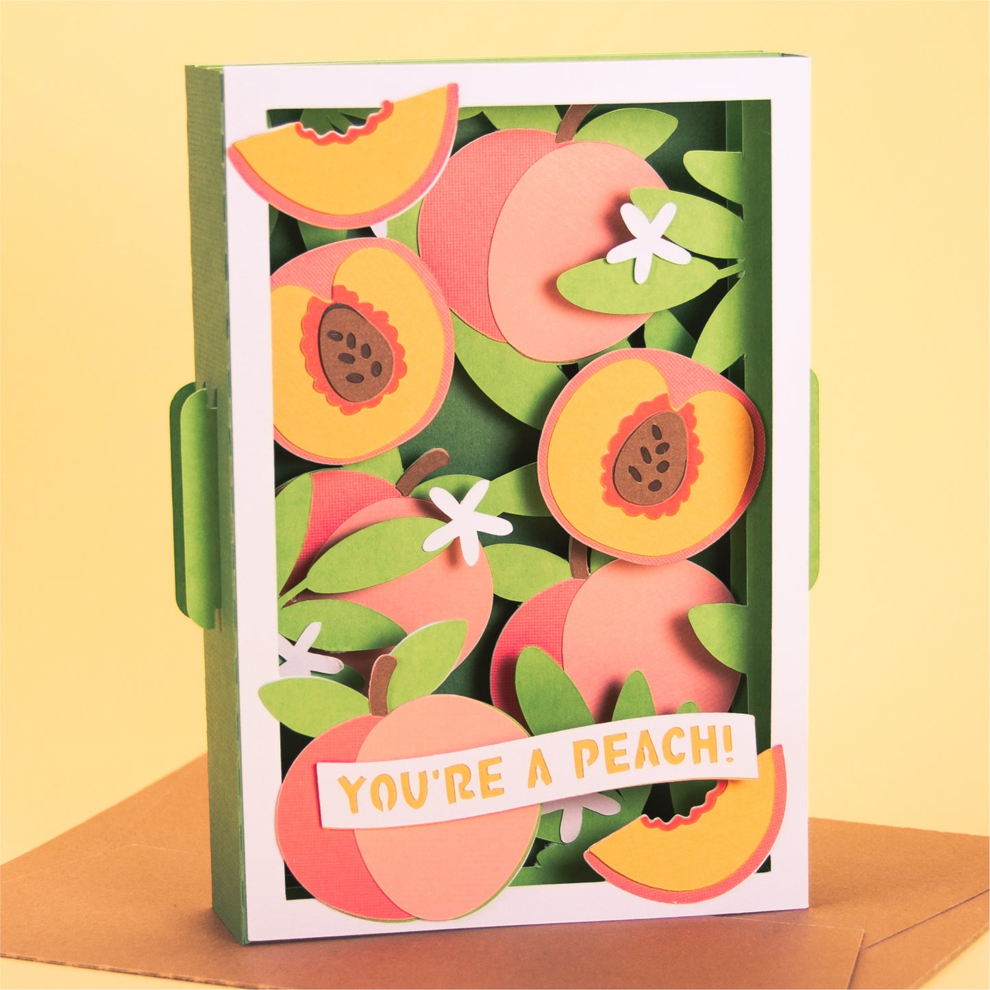 Layered Peaches Card - 3D Summer Card SVG