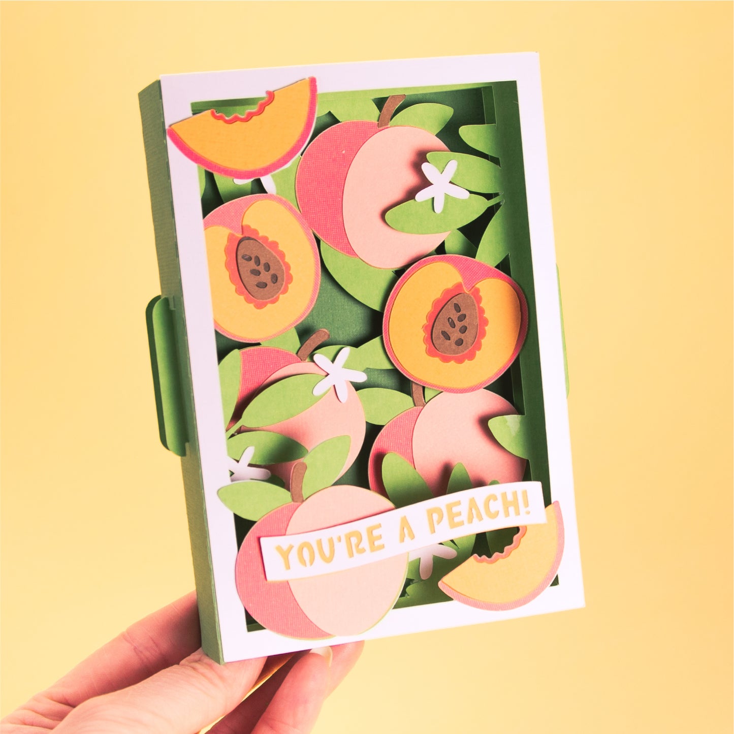 Layered Peaches Card - 3D Summer Card SVG