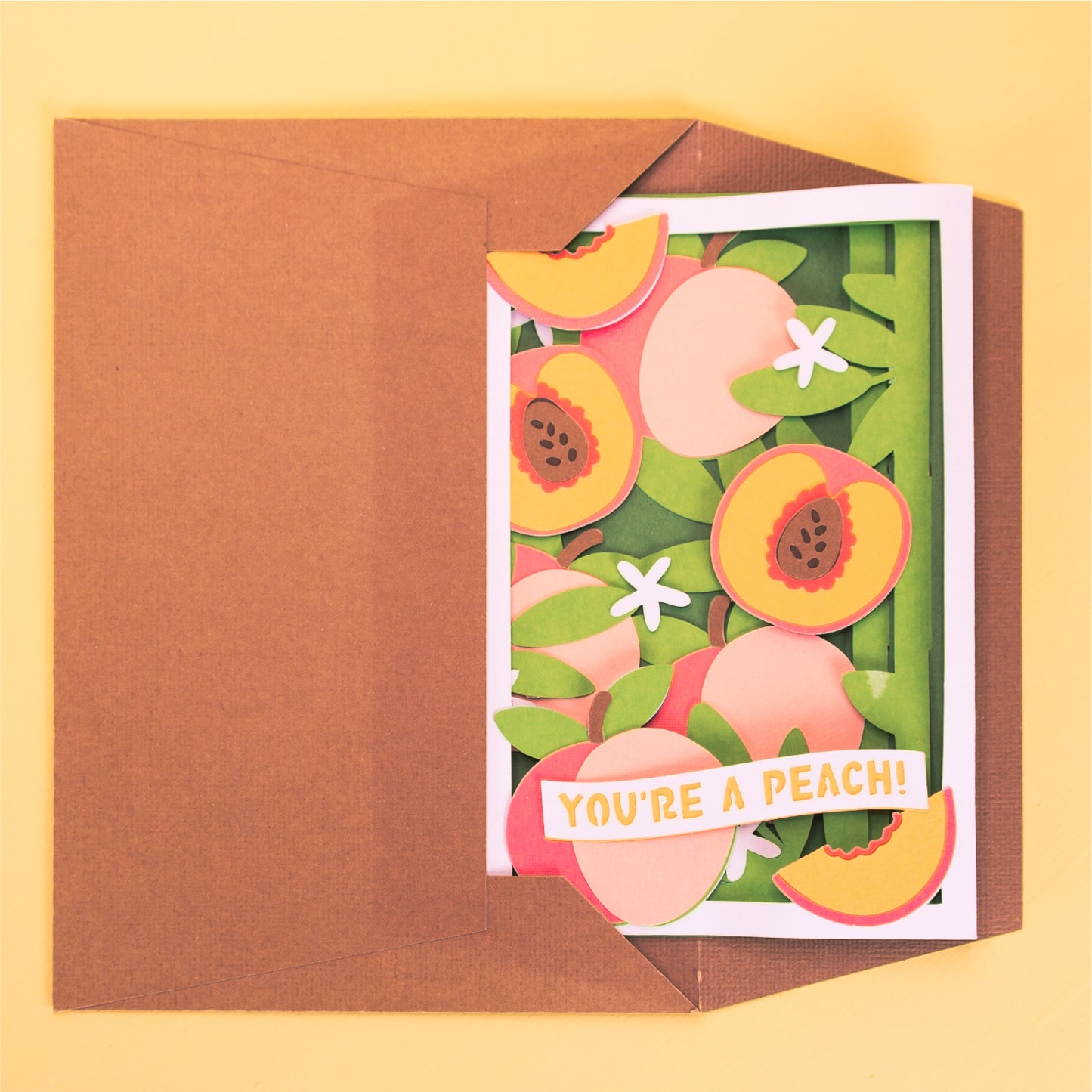 Layered Peaches Card - 3D Summer Card SVG
