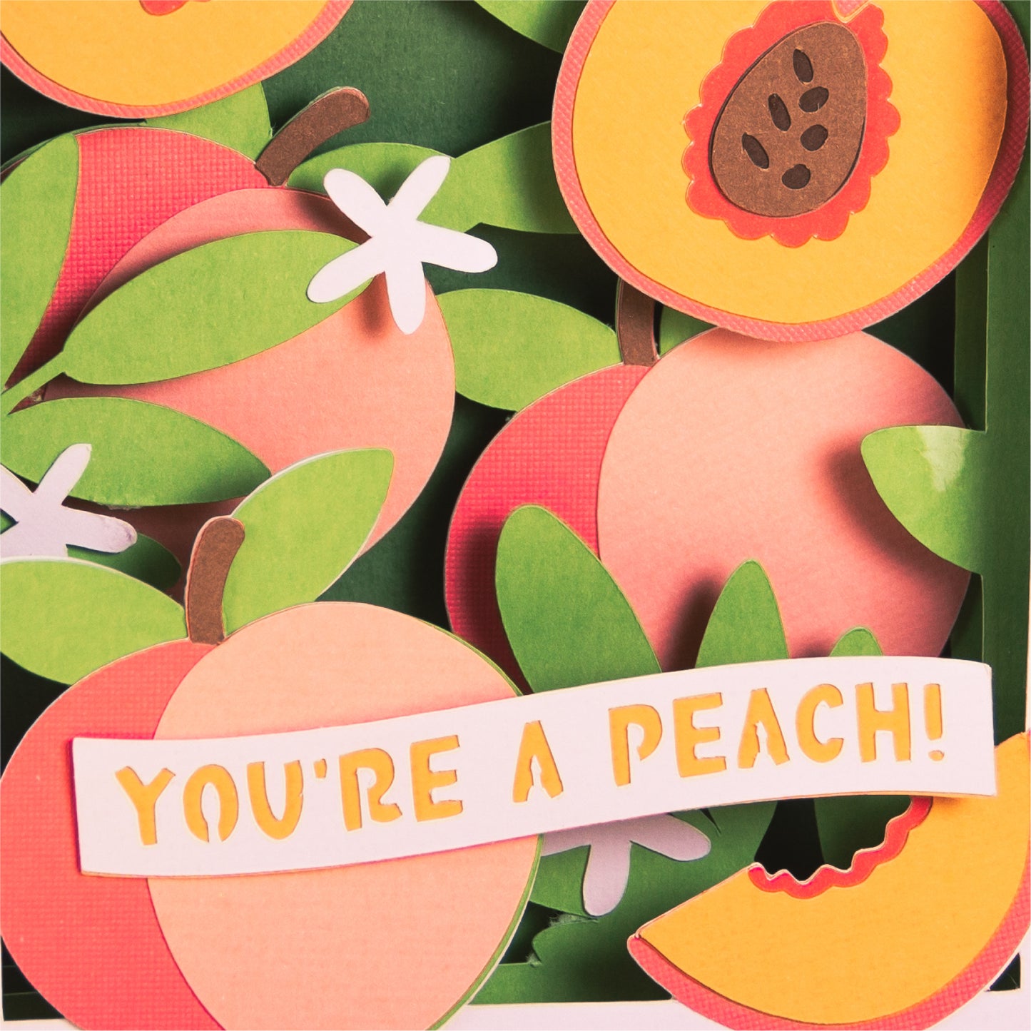 Layered Peaches Card - 3D Summer Card SVG