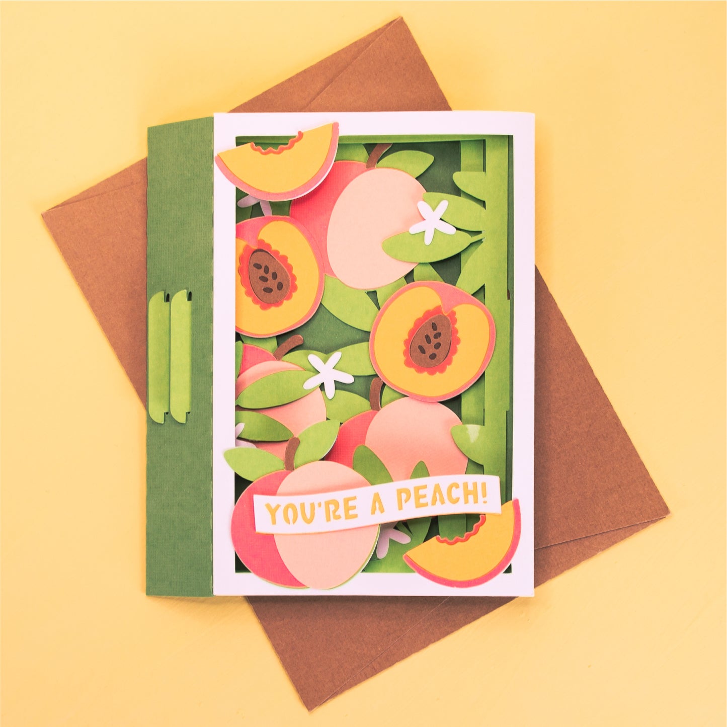 Layered Peaches Card - 3D Summer Card SVG
