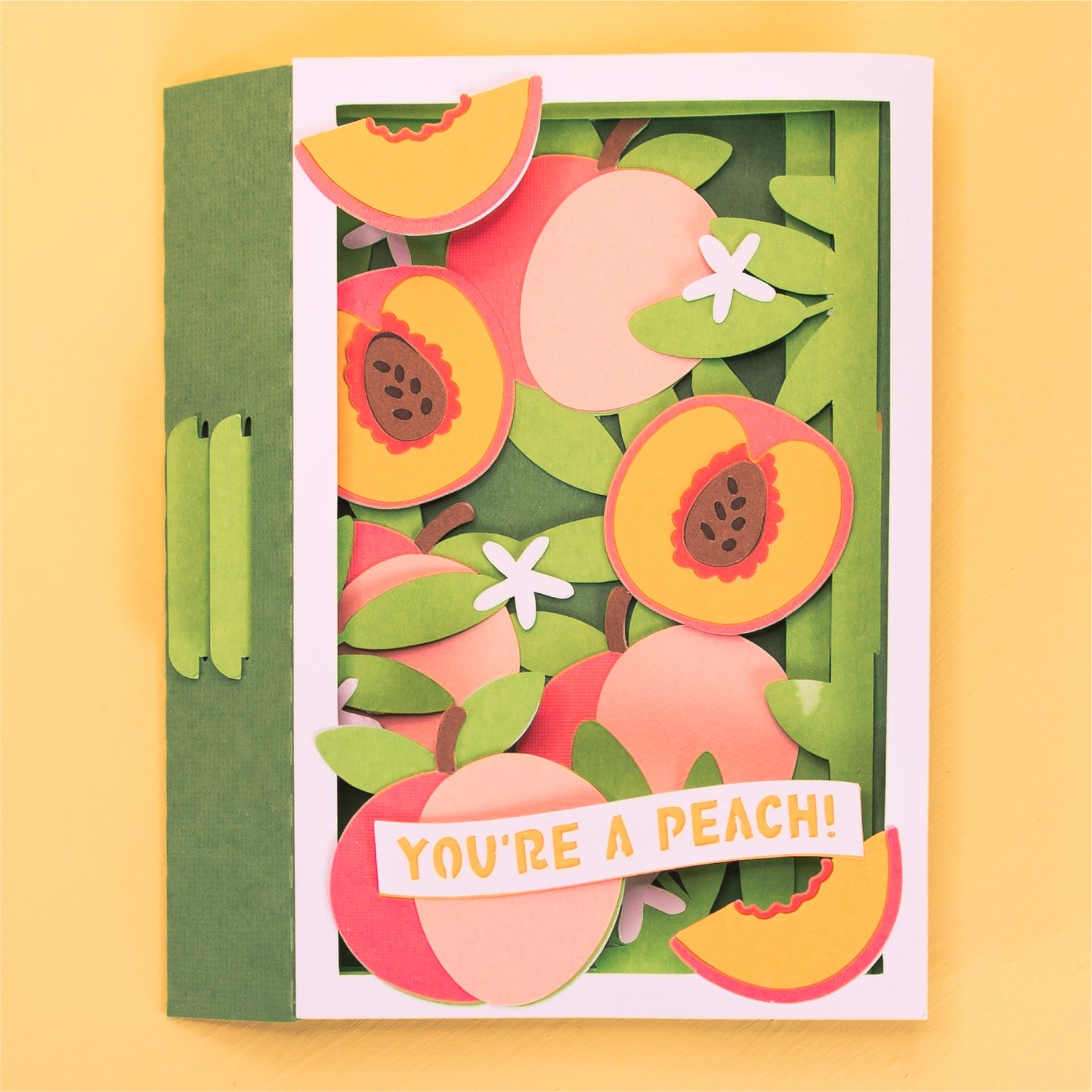 Layered Peaches Card - 3D Summer Card SVG