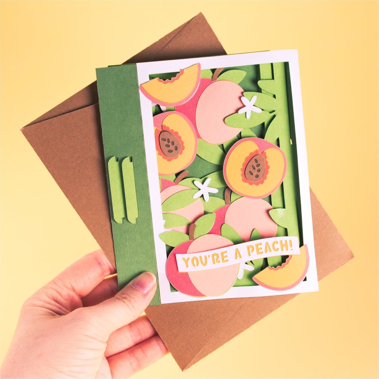 Layered Peaches Card - 3D Summer Card SVG
