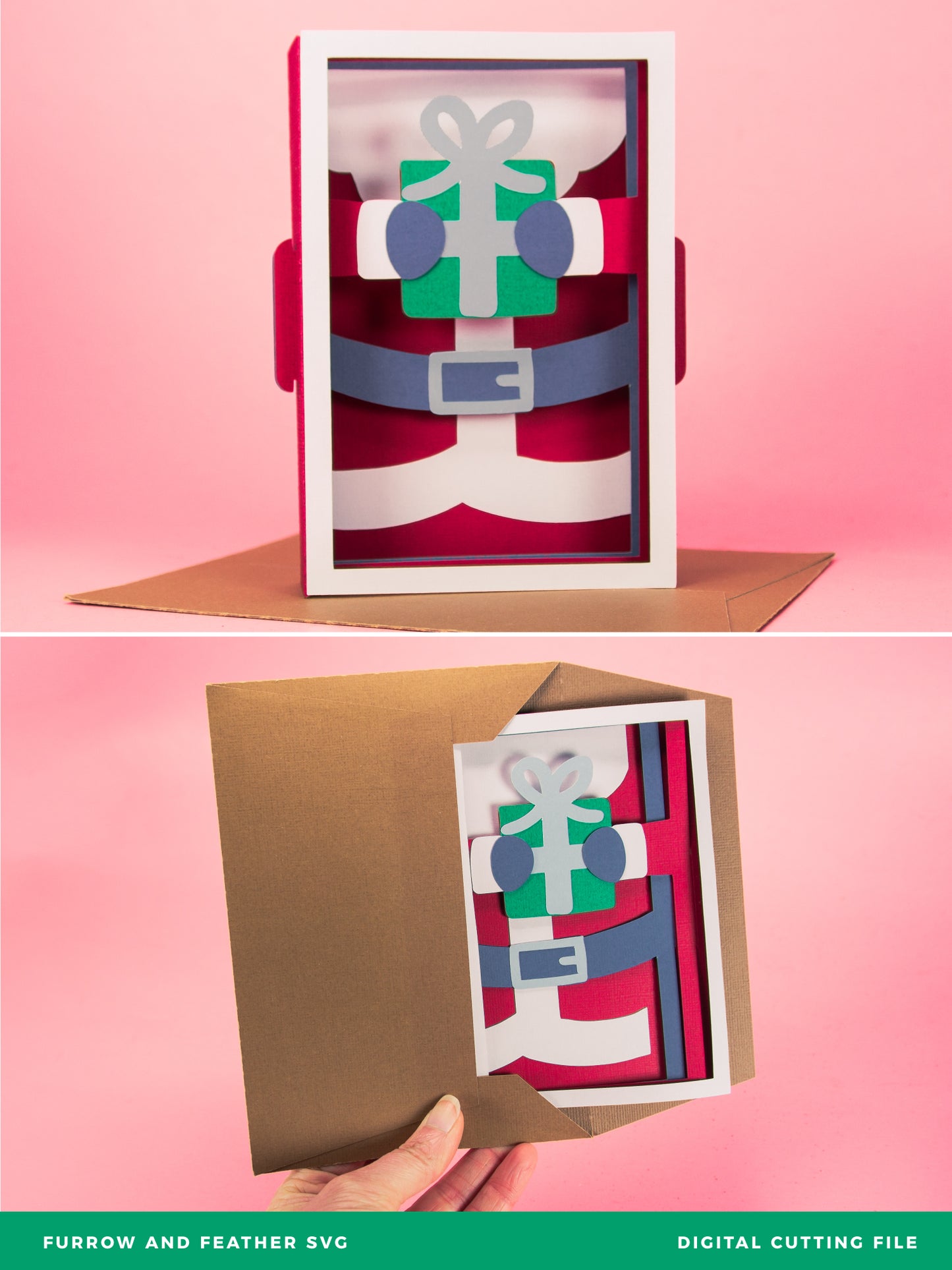 Layered Santa Card - 3D Christmas Card SVG