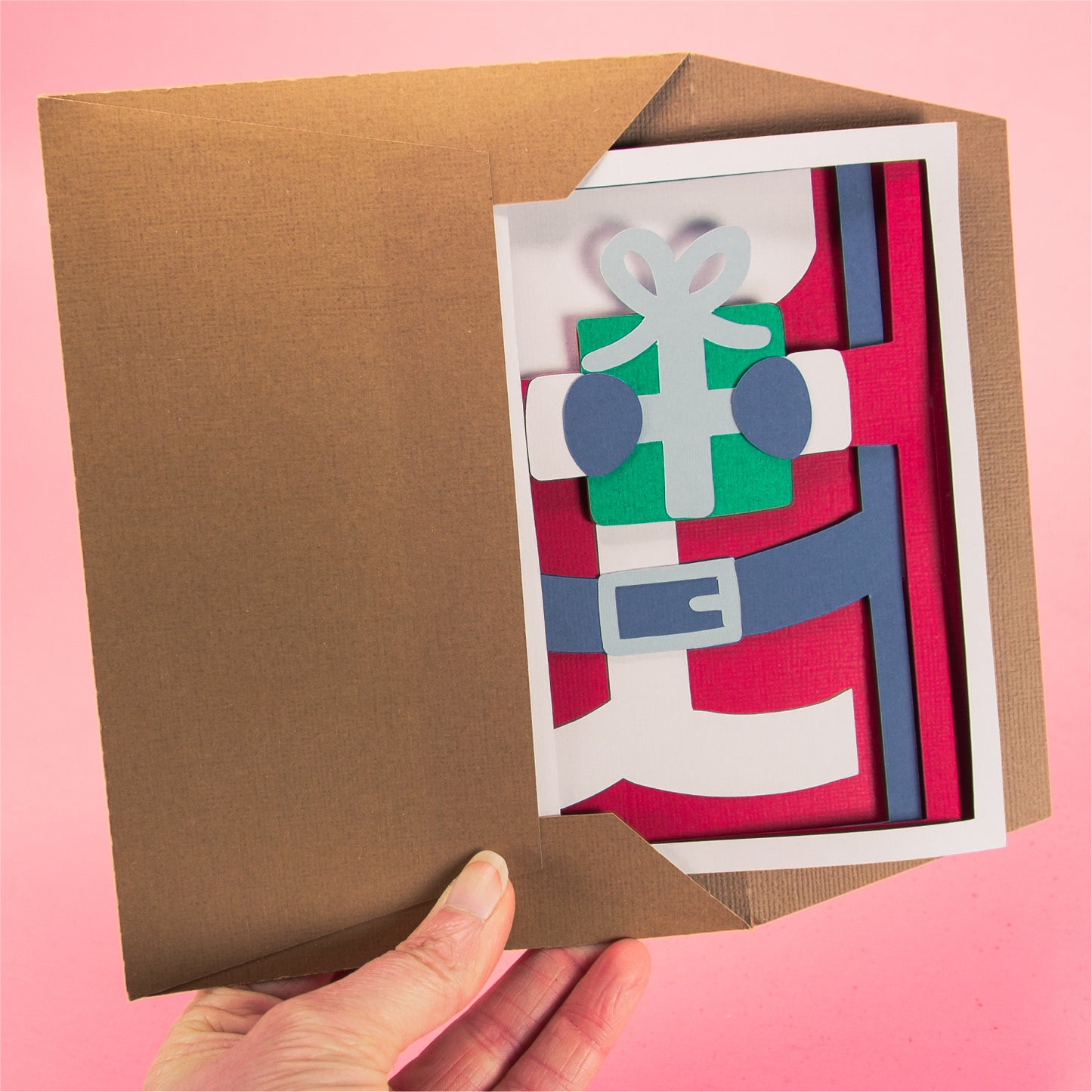 Layered Santa Card - 3D Christmas Card SVG