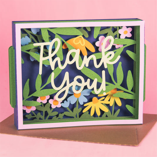 Thank You Card Layered with Flowers - 3D Thank You Card SVG