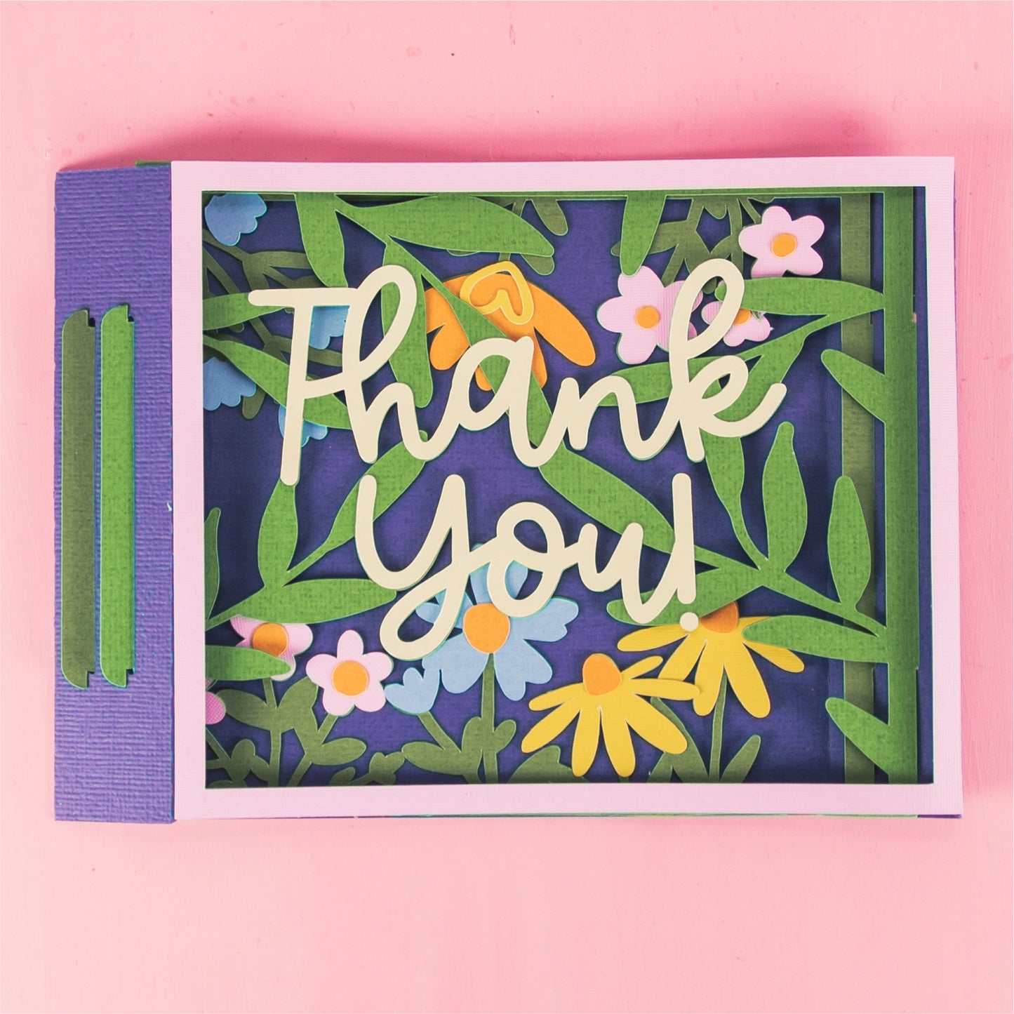 Thank You Card Layered with Flowers - 3D Thank You Card SVG