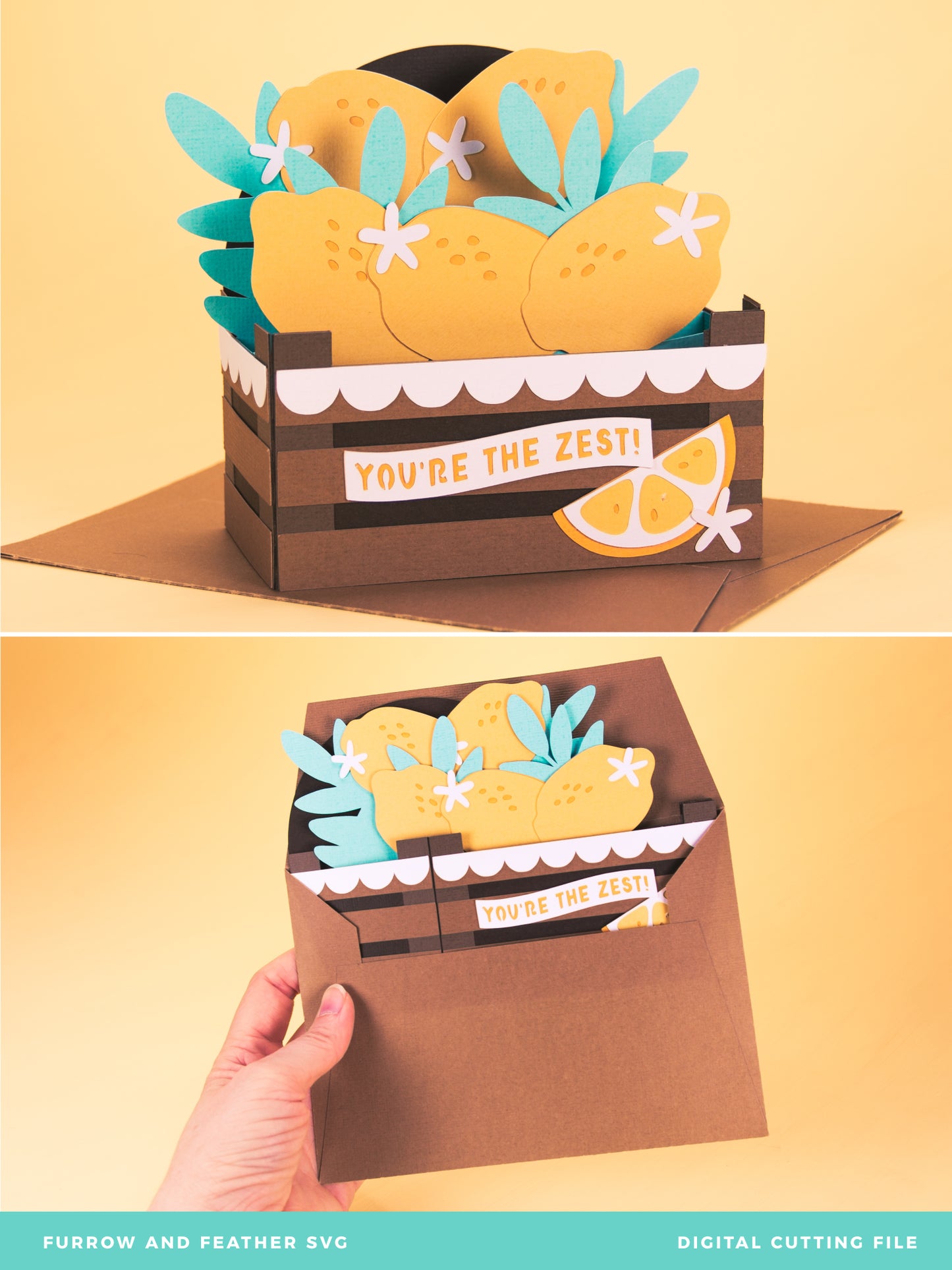 Lemon Crate Card - 3D Summer Card SVG