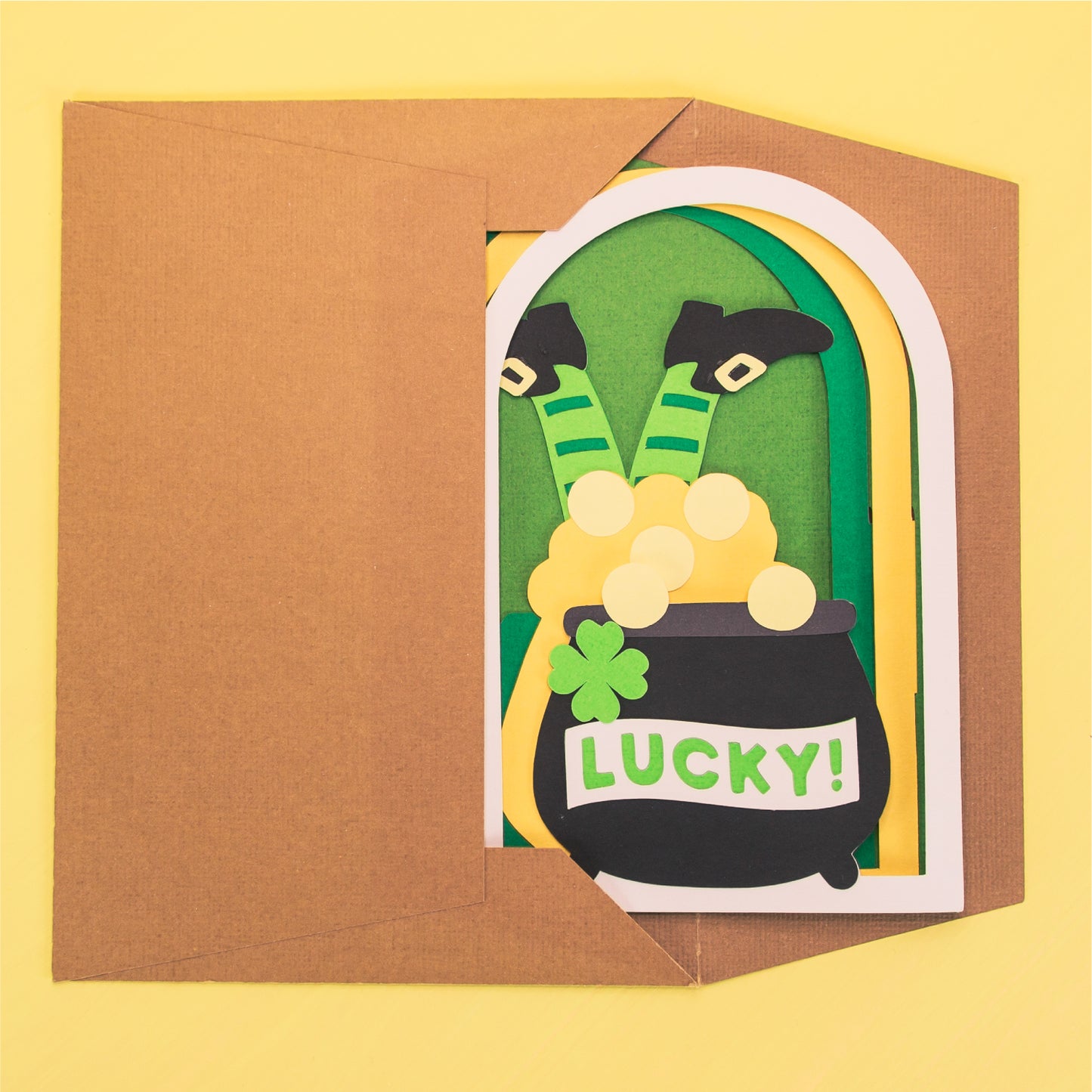 Leprechaun Feet Card - 3D St. Patrick's Day Card SVG