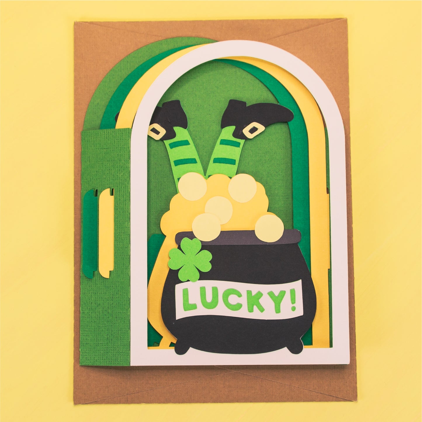 Leprechaun Feet Card - 3D St. Patrick's Day Card SVG